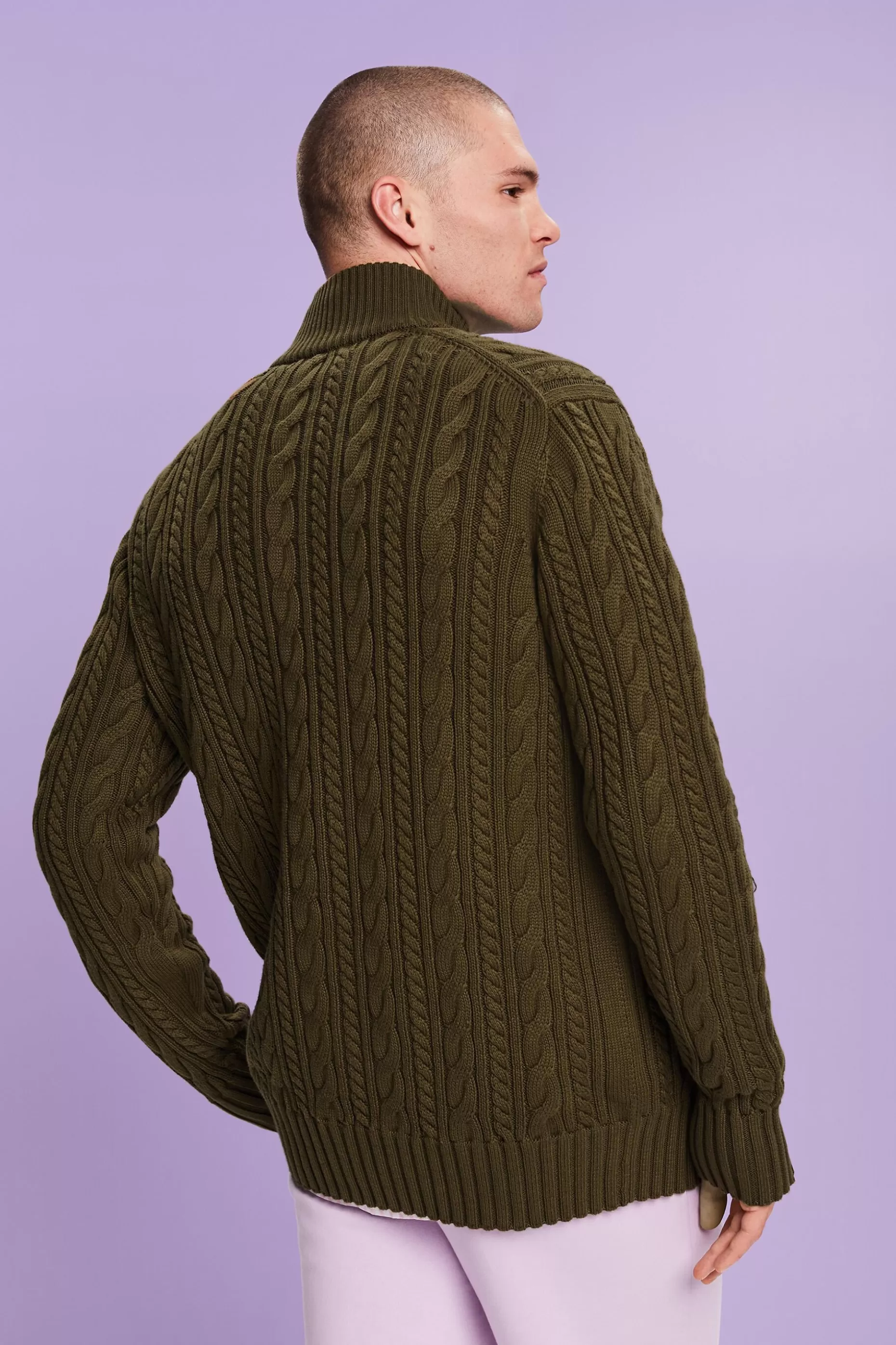 ESPRIT Organic Cotton Cable Knit Cardigan at our Online Shop *Men Sweaters