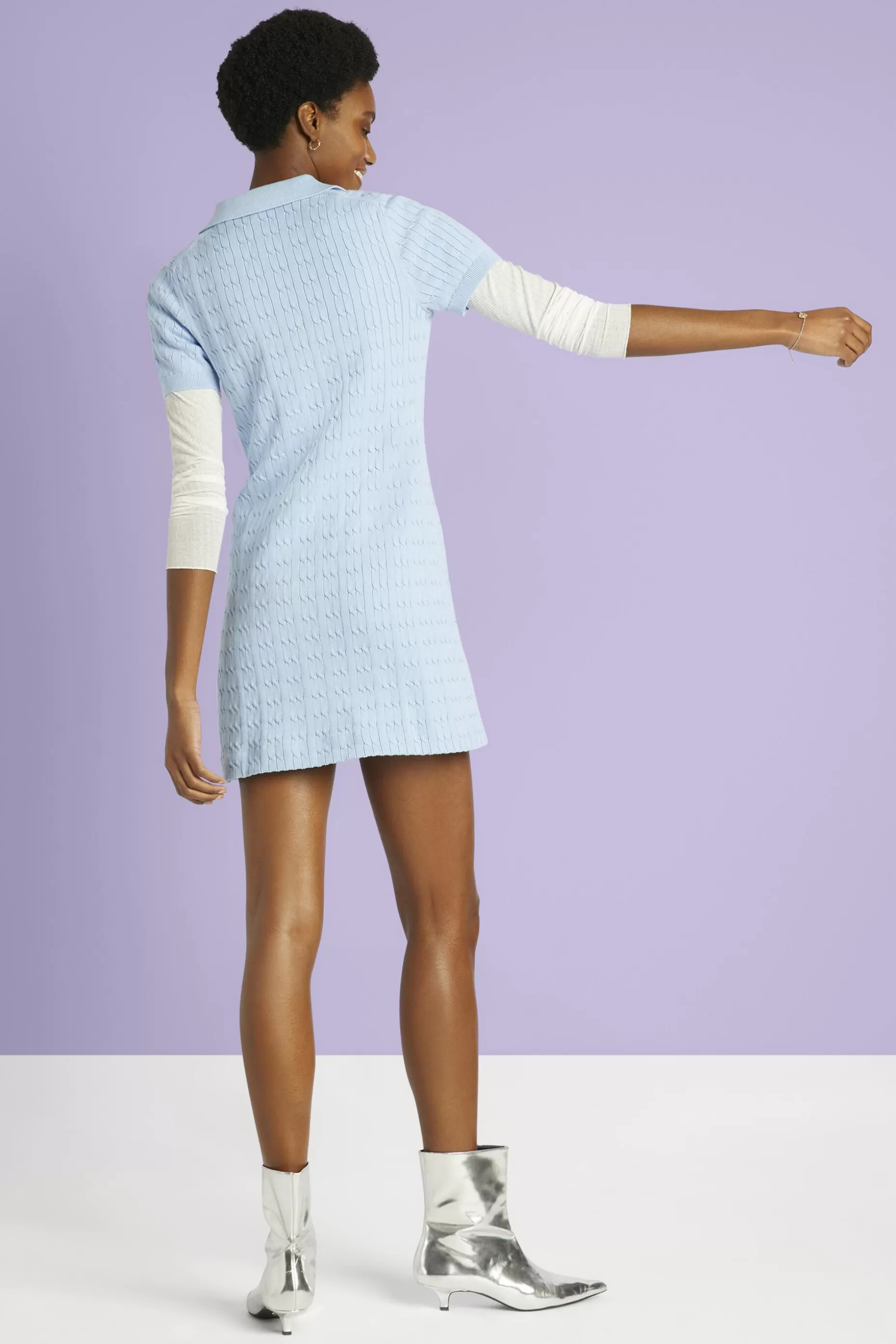 ESPRIT Organic Cotton Cable Knit Polo Mini Dress at our Online Shop *Women Sweaters