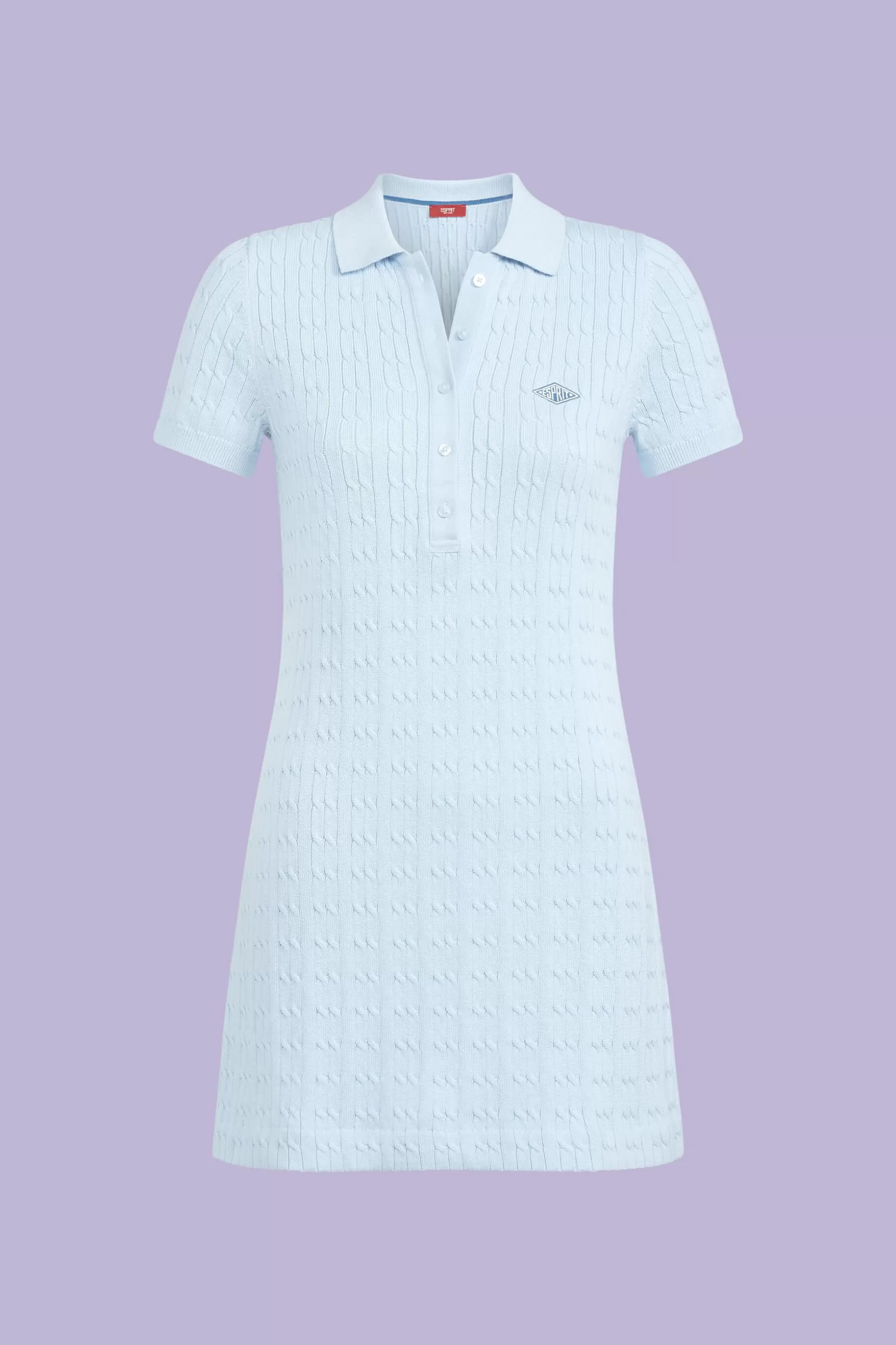 ESPRIT Organic Cotton Cable Knit Polo Mini Dress at our Online Shop *Women Sweaters