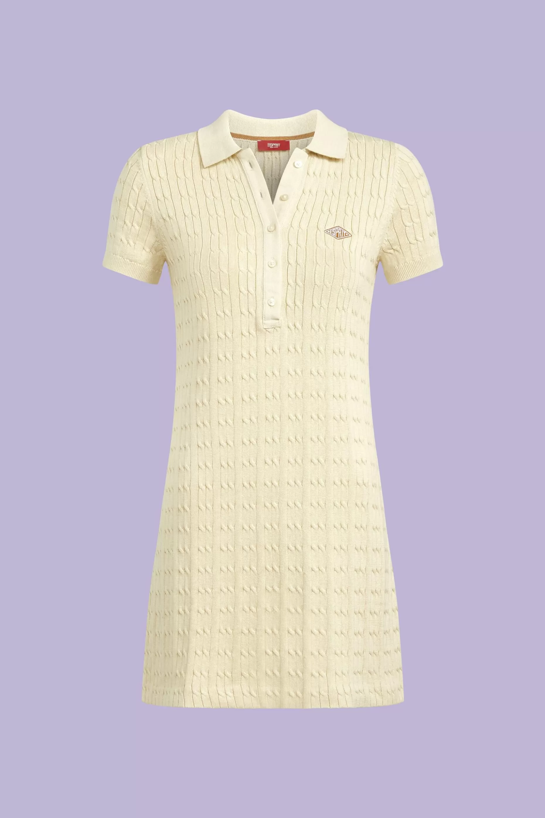 ESPRIT Organic Cotton Cable Knit Polo Mini Dress at our Online Shop *Women Sweaters
