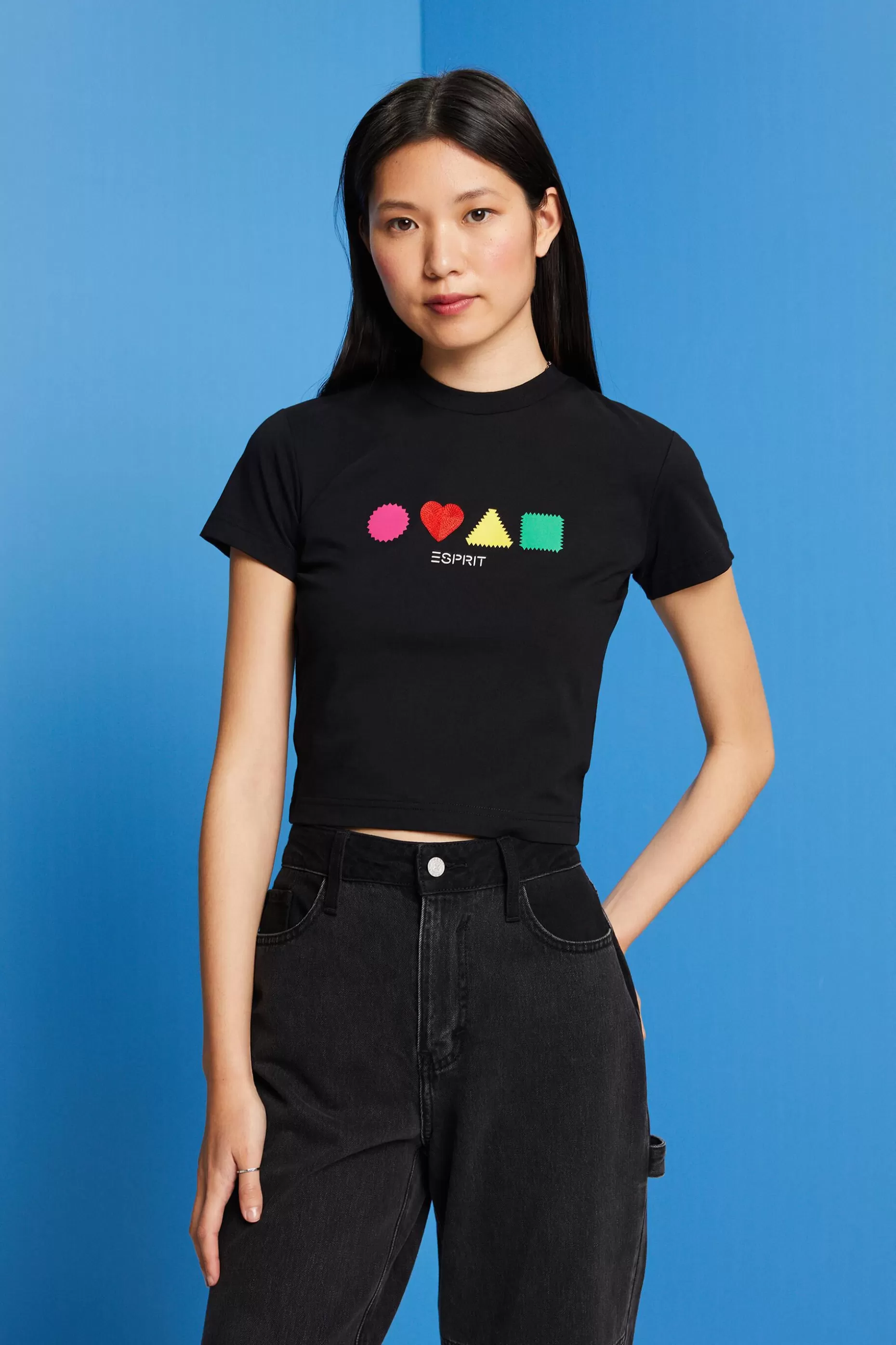 ESPRIT Organic cotton T-shirt with geometric print at our Online Shop *Women T-Shirts + Tops