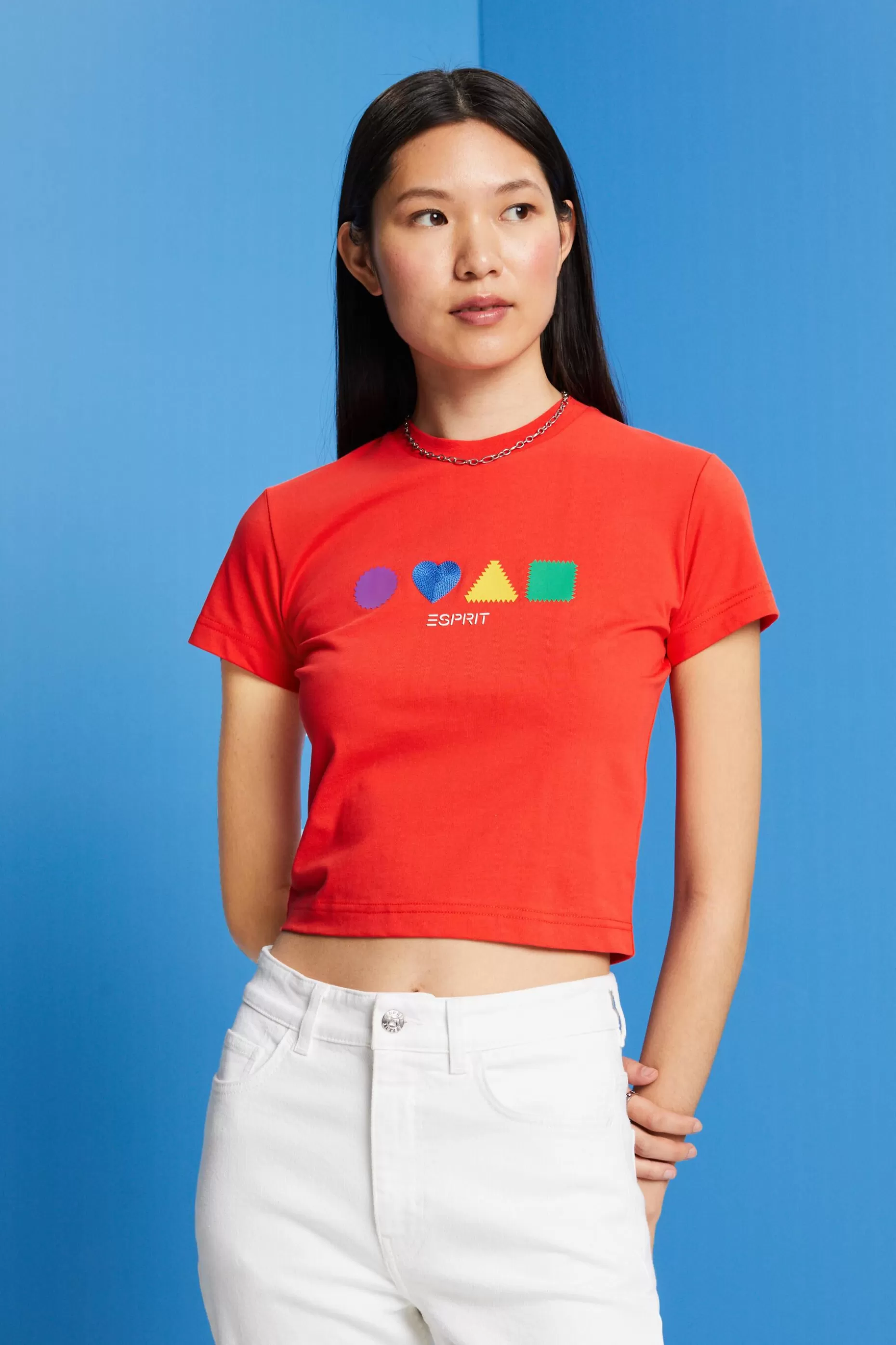 ESPRIT Organic cotton T-shirt with geometric print at our Online Shop *Women T-Shirts + Tops