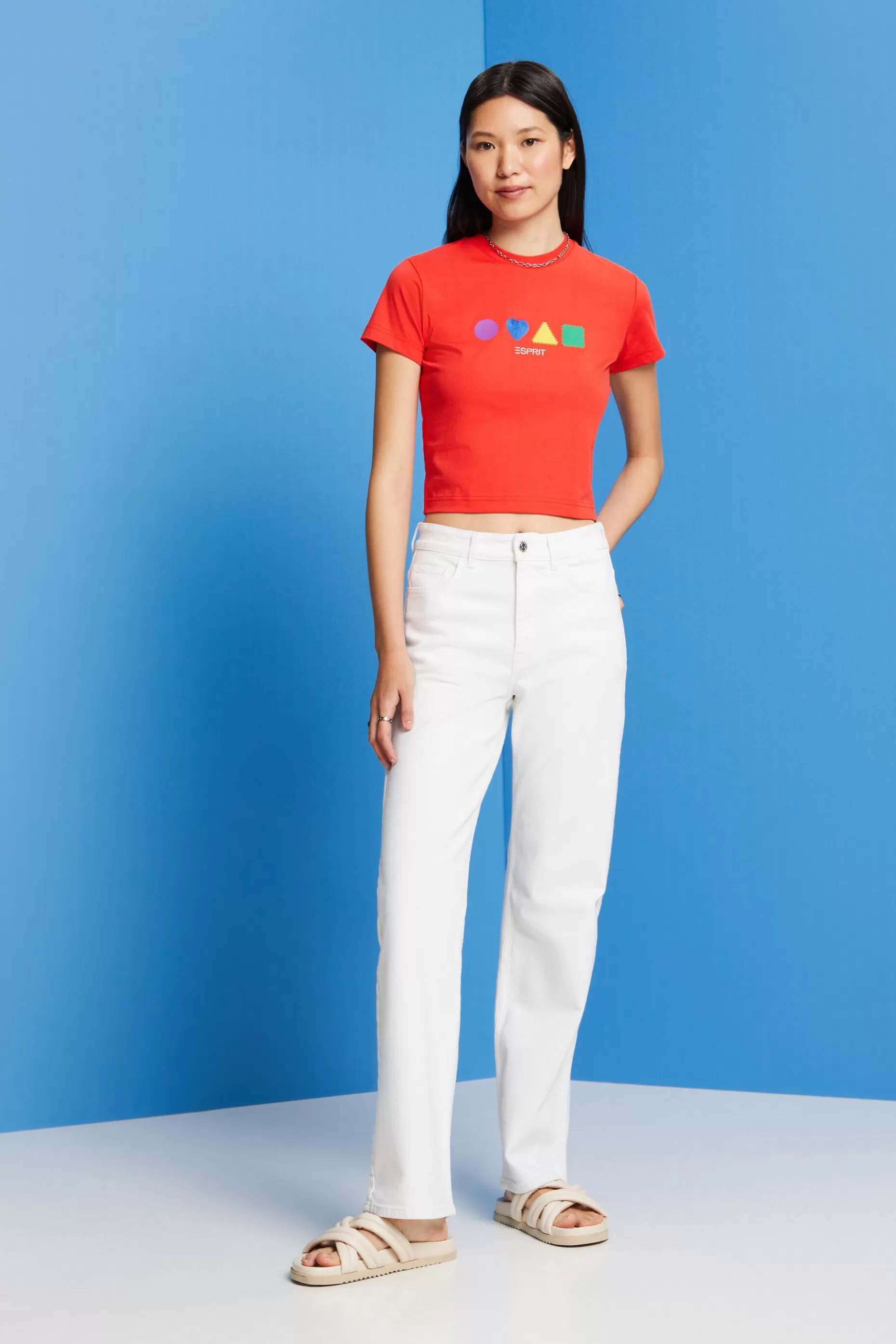ESPRIT Organic cotton T-shirt with geometric print at our Online Shop *Women T-Shirts + Tops