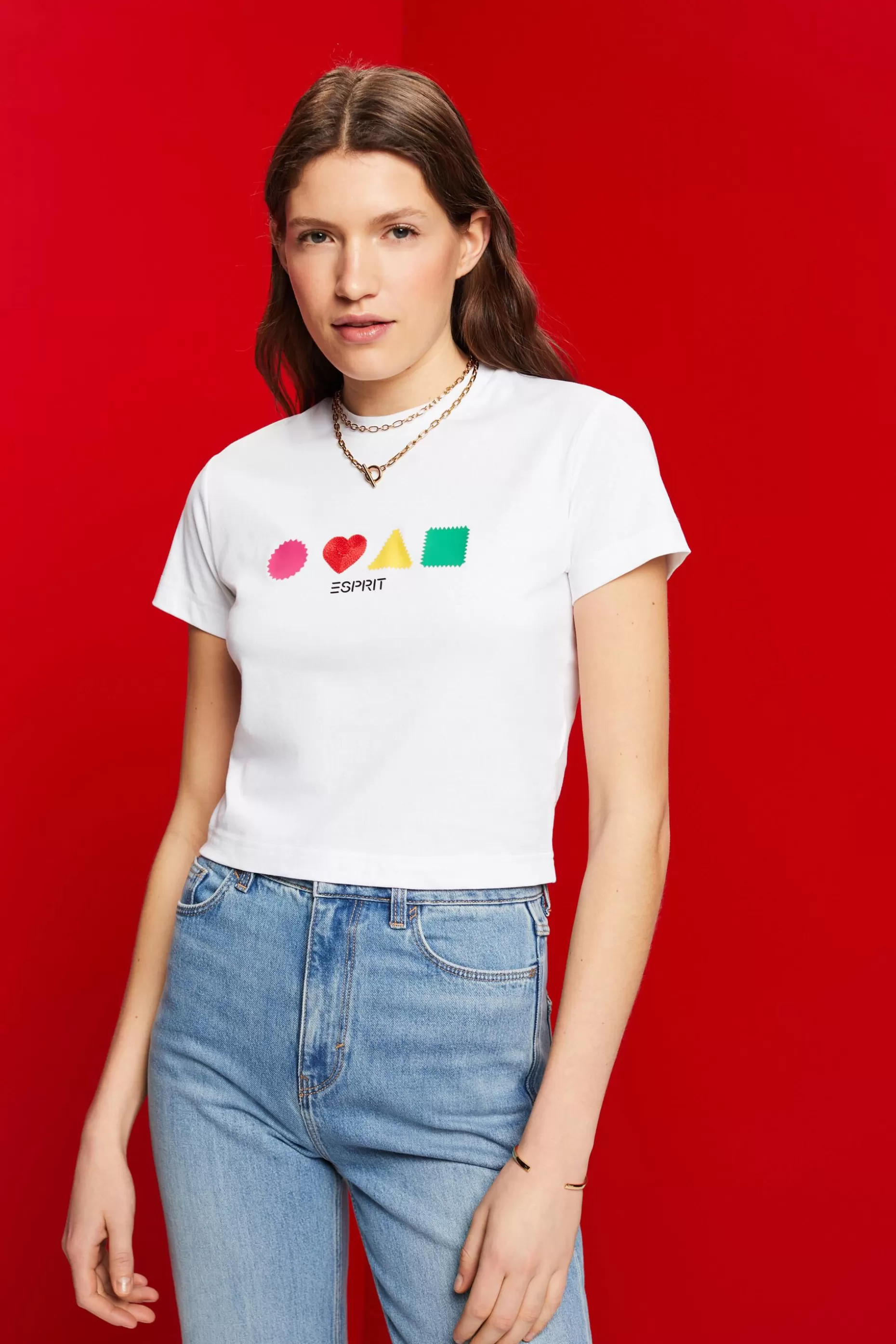 ESPRIT Organic cotton T-shirt with geometric print at our Online Shop *Women T-Shirts + Tops