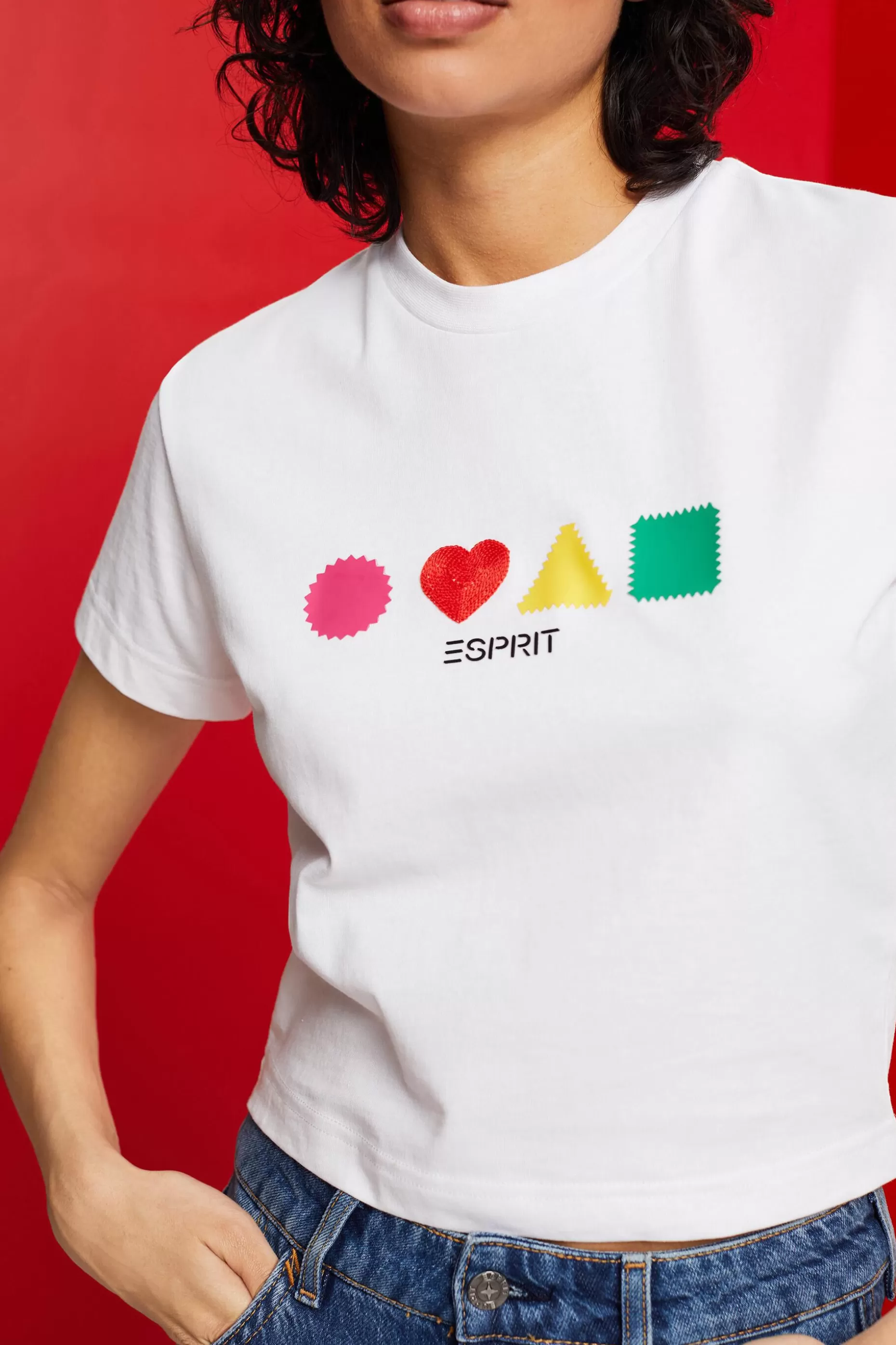 ESPRIT Organic cotton T-shirt with geometric print at our Online Shop *Women T-Shirts + Tops