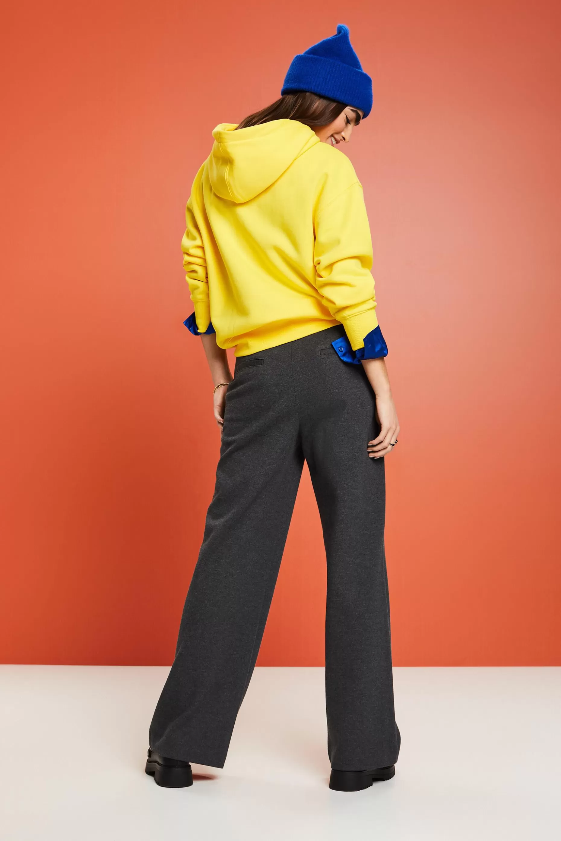 ESPRIT Organic Cotton-Blend Wide-Leg Trousers at our Online Shop *Women Pants + Joggers