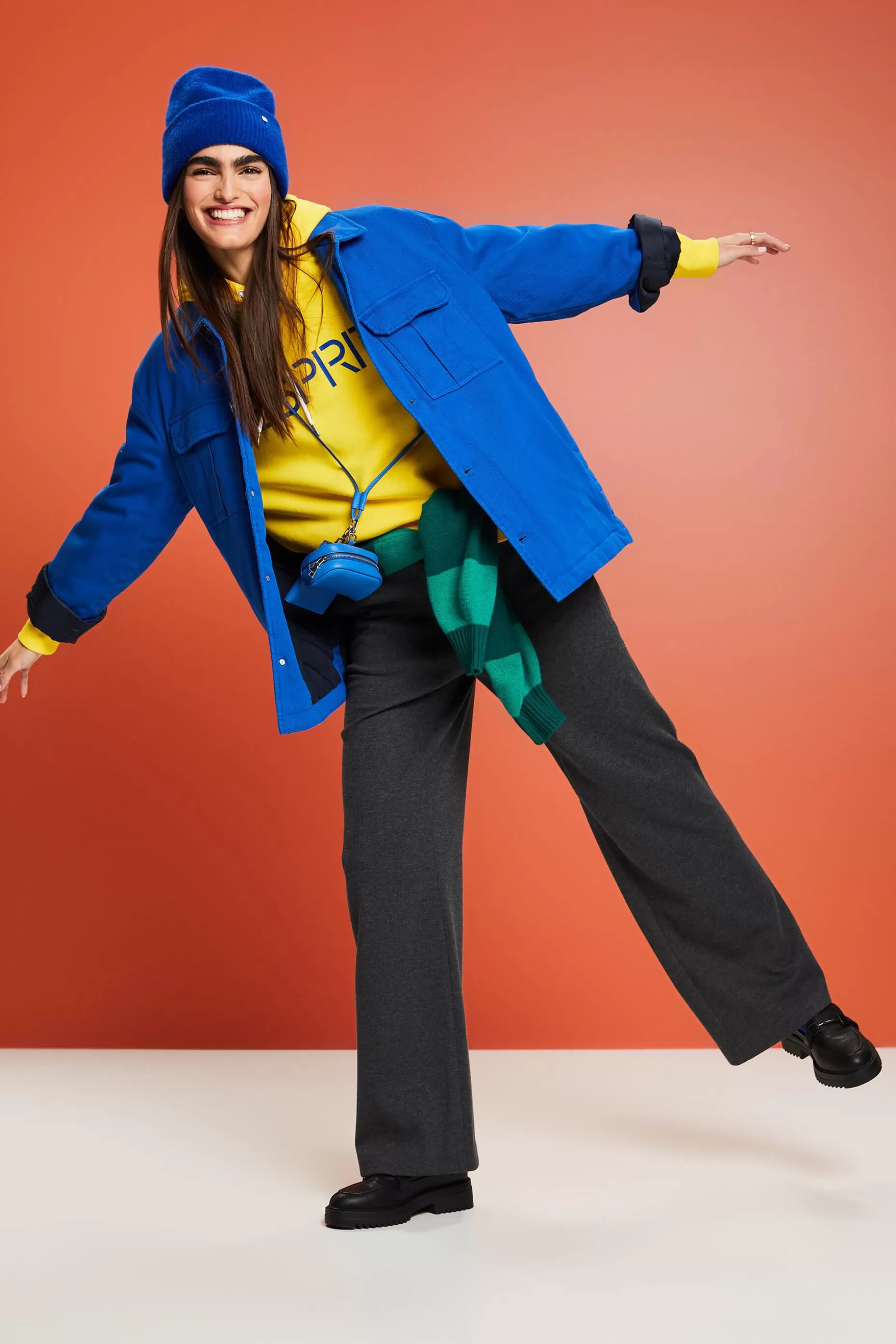 ESPRIT Organic Cotton-Blend Wide-Leg Trousers at our Online Shop *Women Pants + Joggers