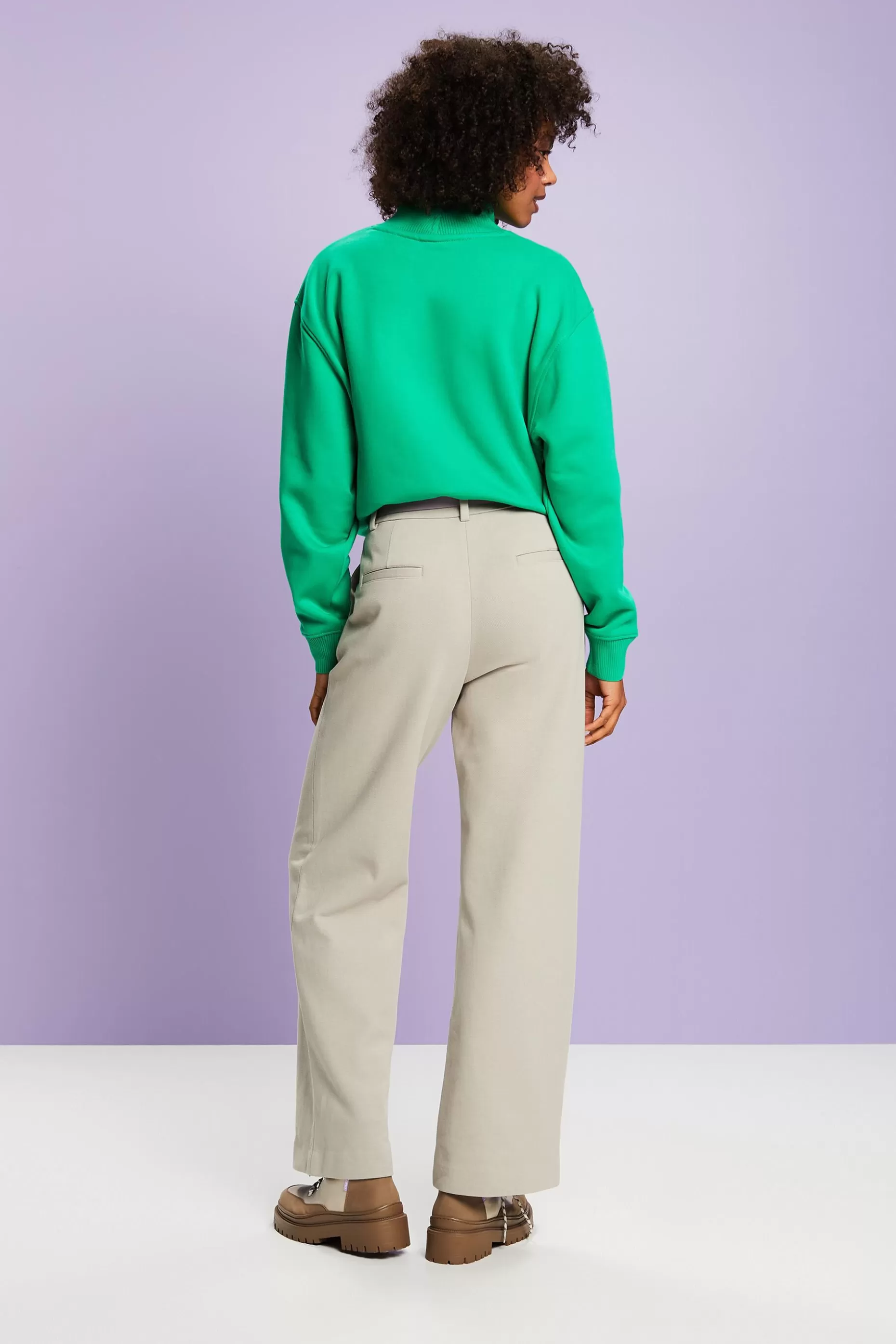 ESPRIT Organic Cotton-Blend Wide-Leg Trousers at our Online Shop *Women Pants + Joggers