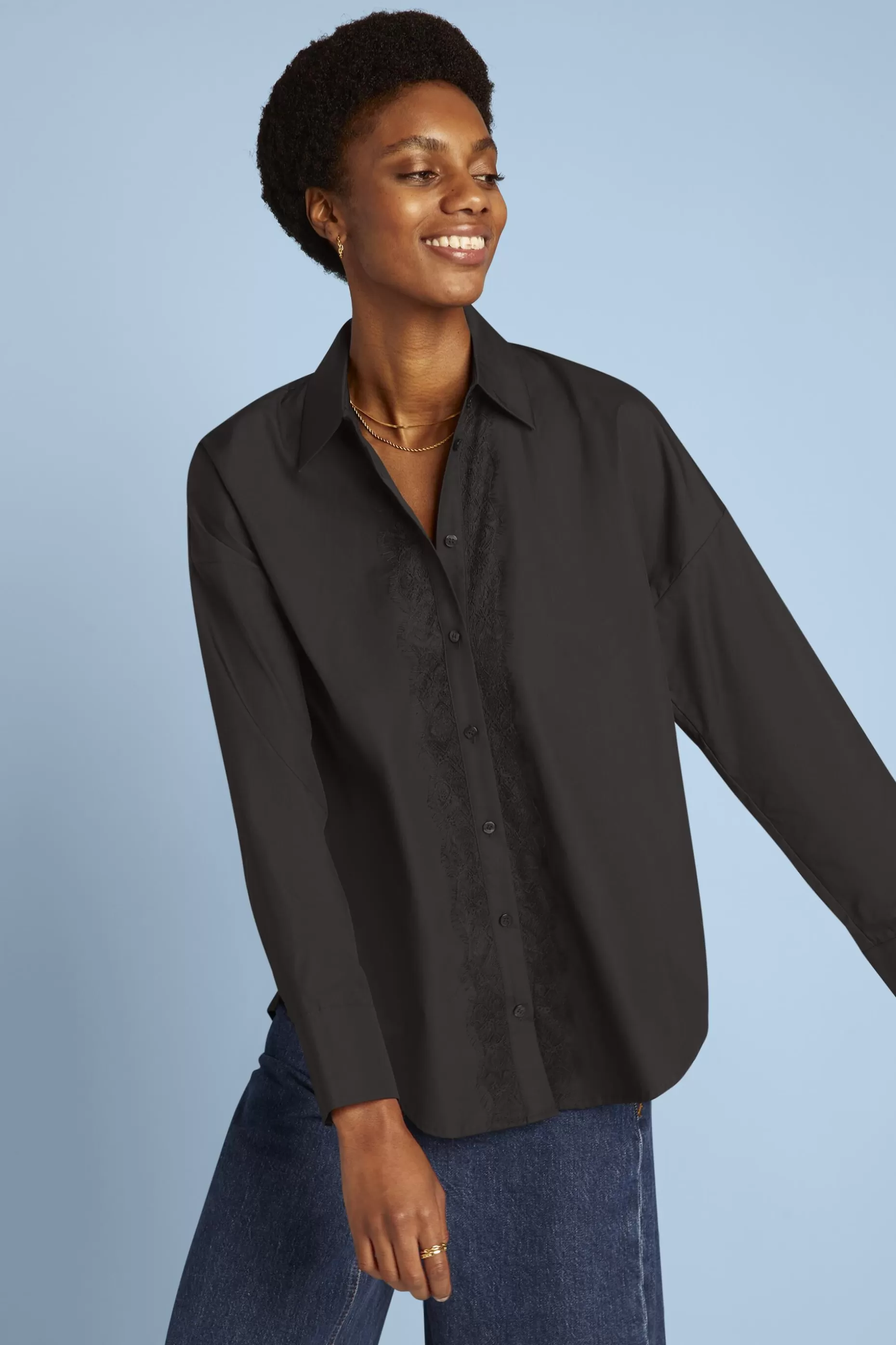 ESPRIT Oversized Lace Button-Down Shirt at our Online Shop *Boys Boys