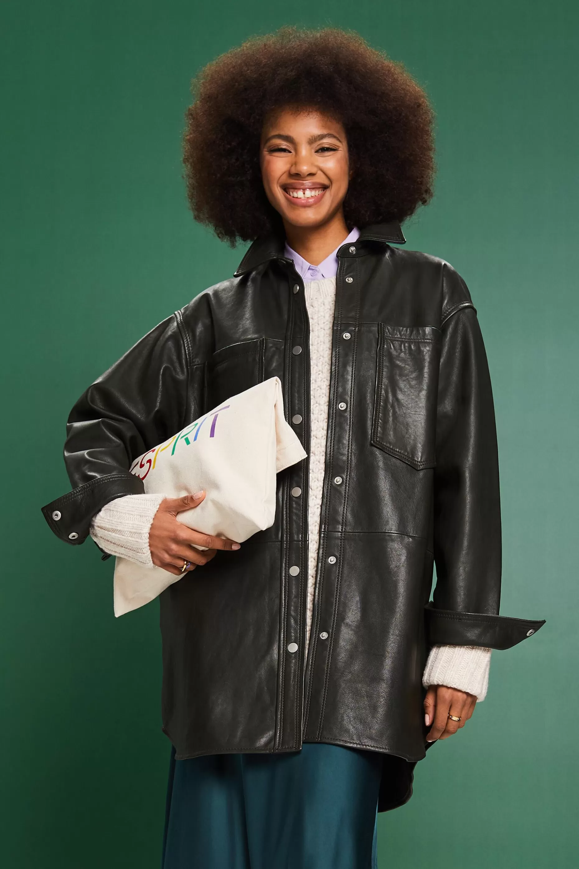 ESPRIT Oversized Leather Overshirt at our Online Shop *Women Jackets + Coats
