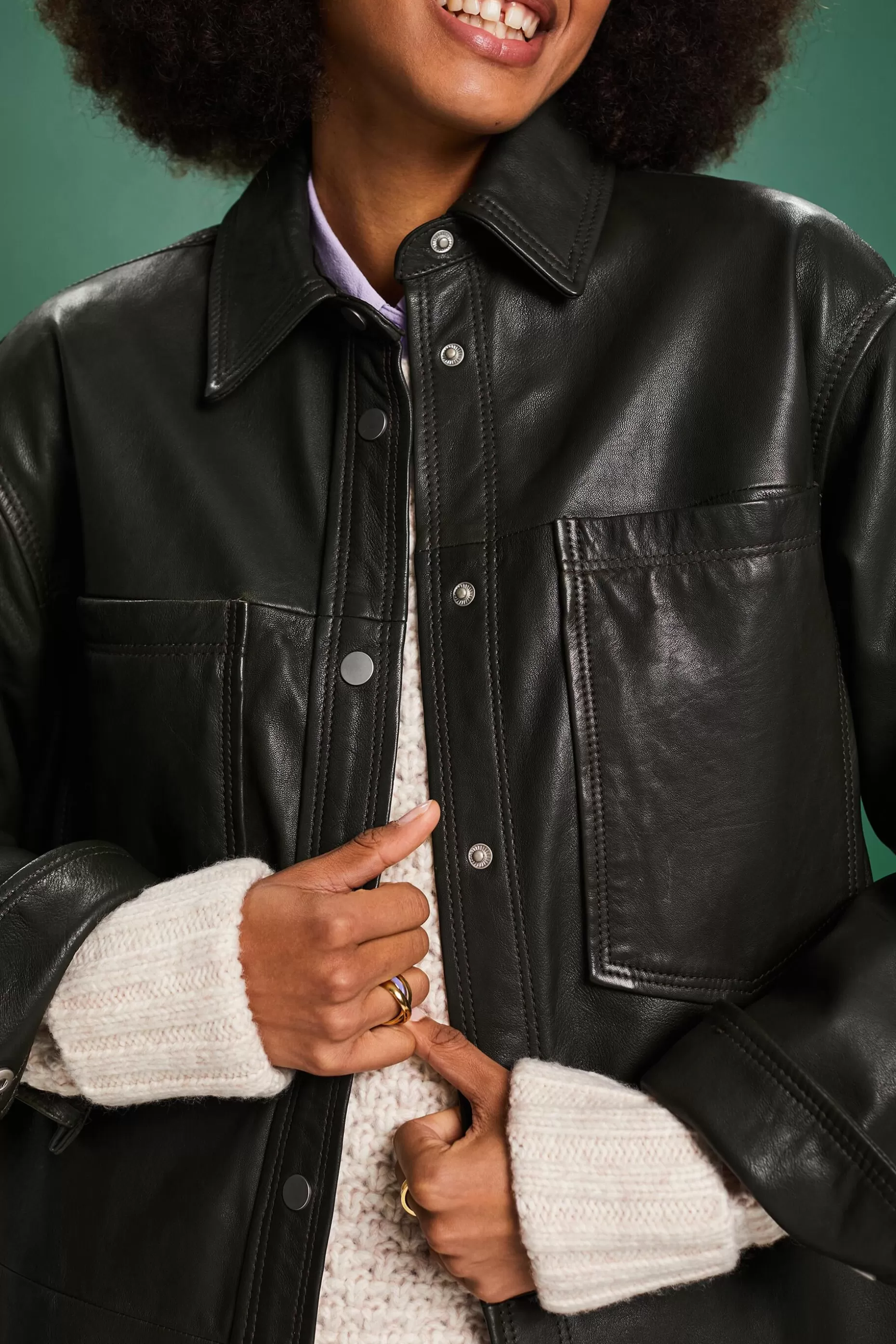 ESPRIT Oversized Leather Overshirt at our Online Shop *Women Jackets + Coats