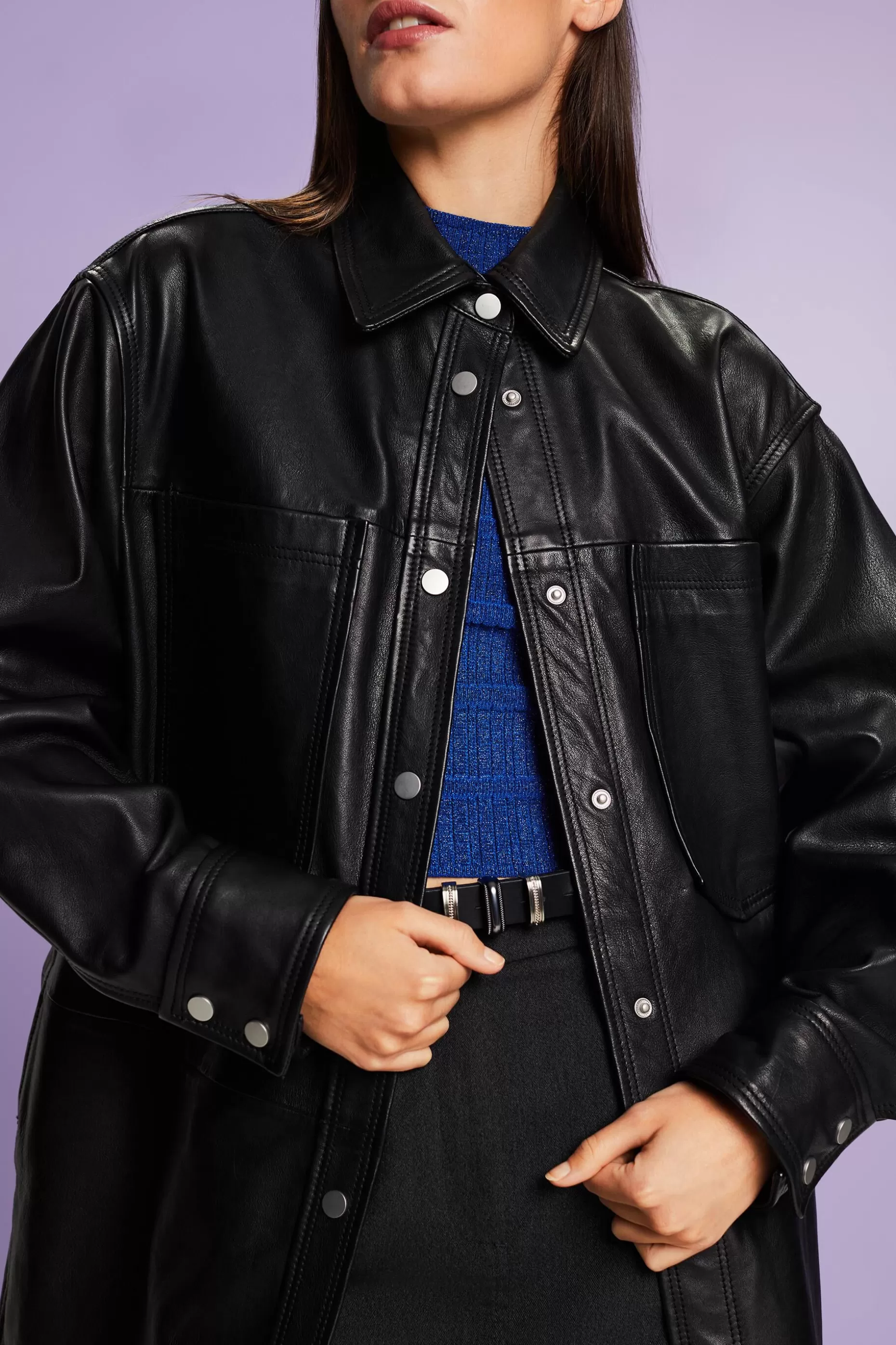 ESPRIT Oversized Leather Overshirt at our Online Shop *Women Jackets + Coats