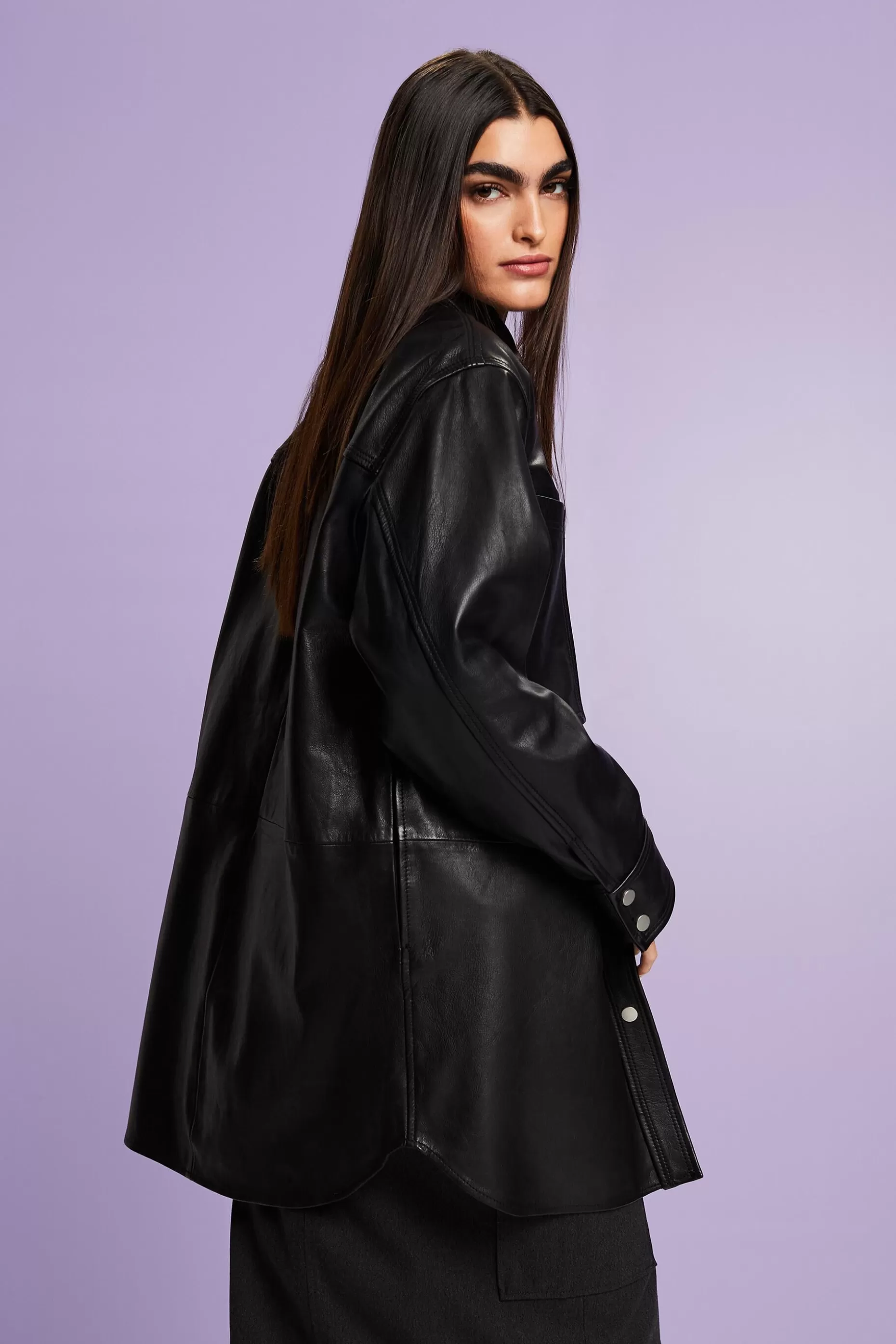 ESPRIT Oversized Leather Overshirt at our Online Shop *Women Jackets + Coats