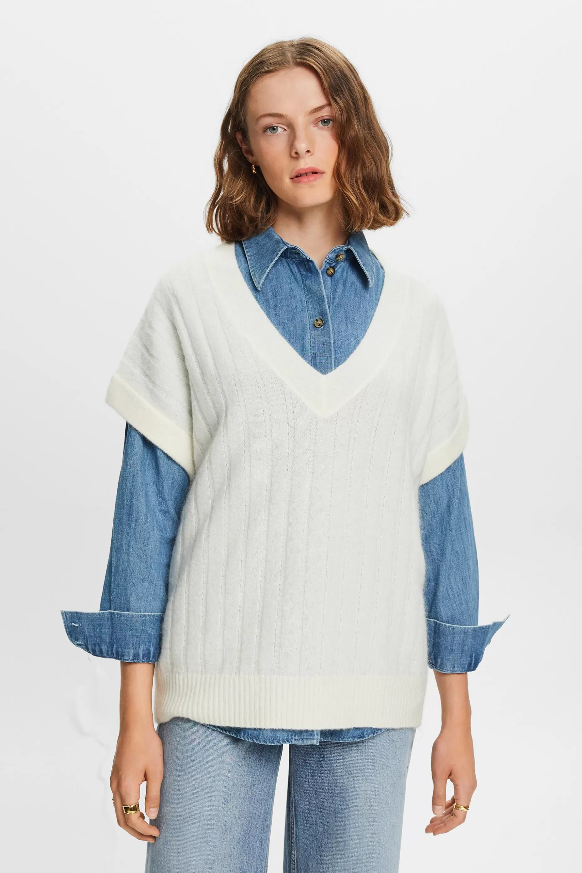 ESPRIT Oversized V-Neck Ribbed Knit Sweater at our Online Shop *Boys Boys