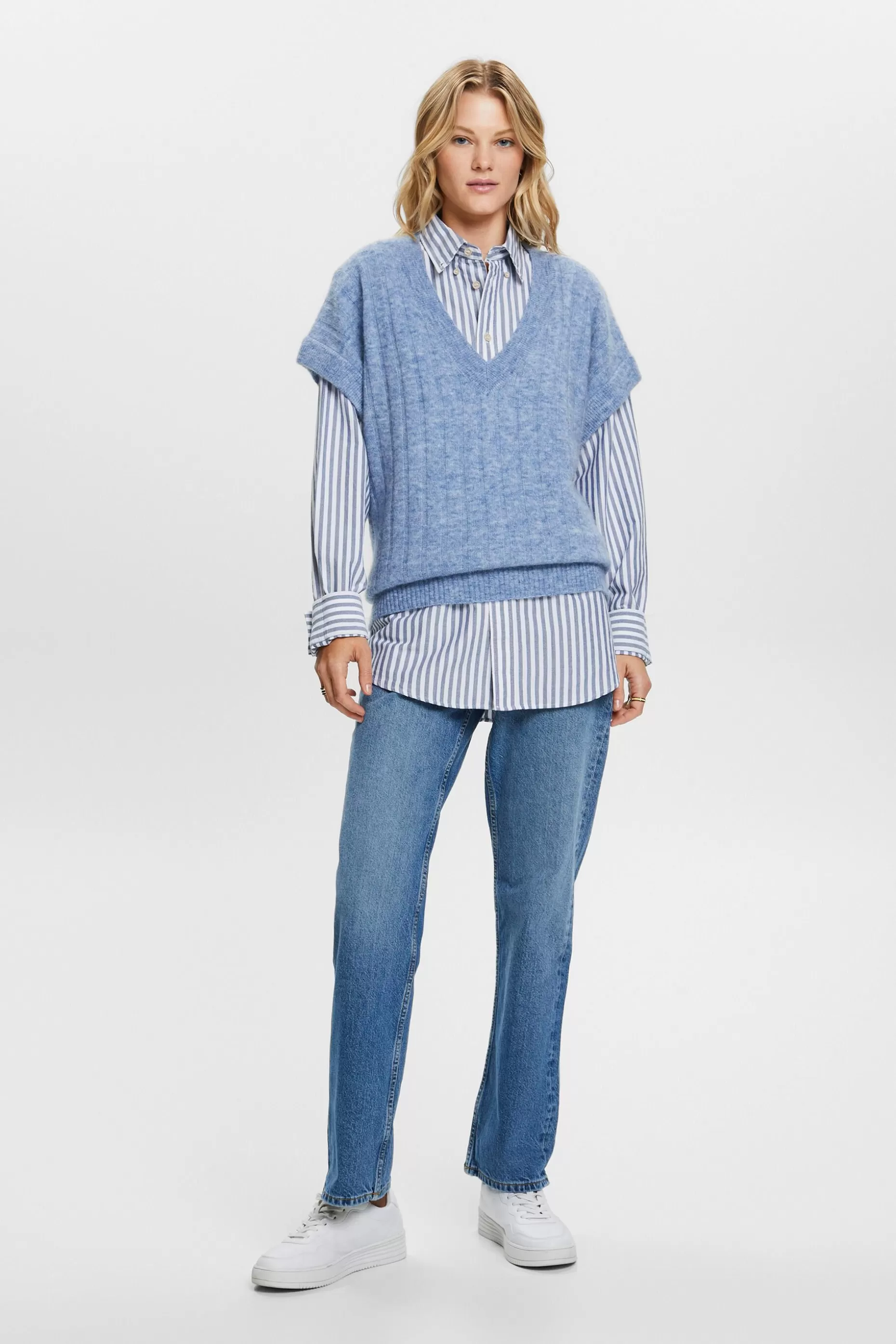 ESPRIT Oversized V-Neck Ribbed Knit Sweater at our Online Shop *Women Sweaters