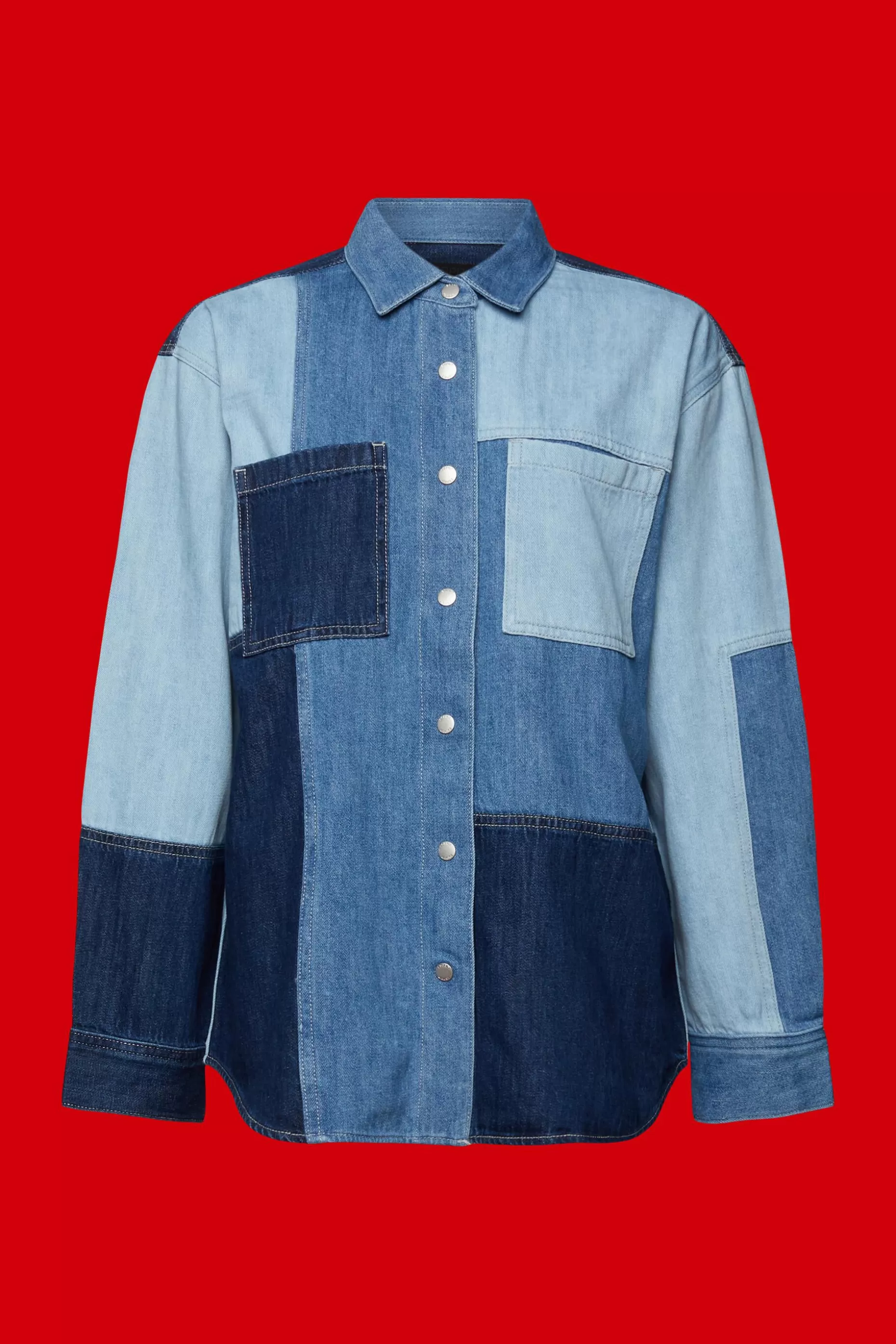 ESPRIT Patchwork jeans shirt, cotton blend at our Online Shop *Women Shirts + Blouses