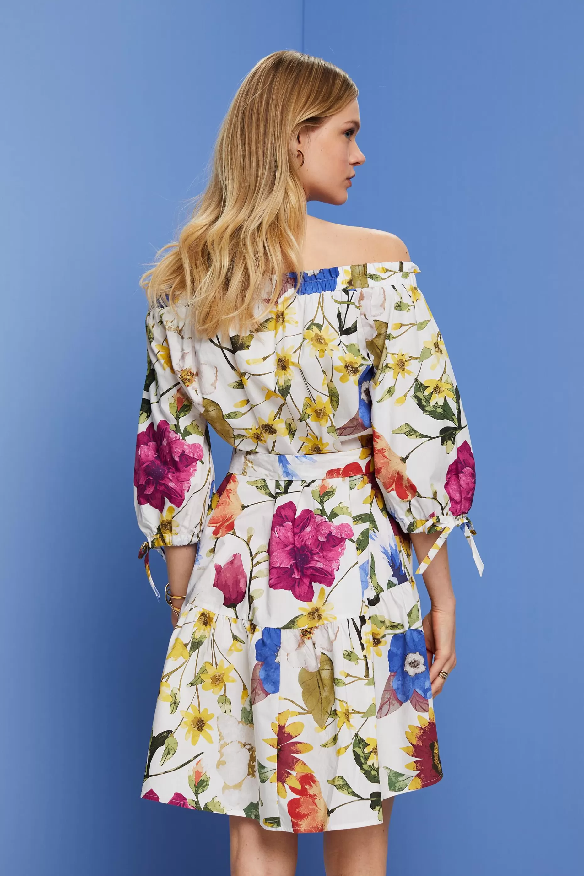 ESPRIT Patterned off-shoulder poplin mini dress at our Online Shop * Sale Under $75