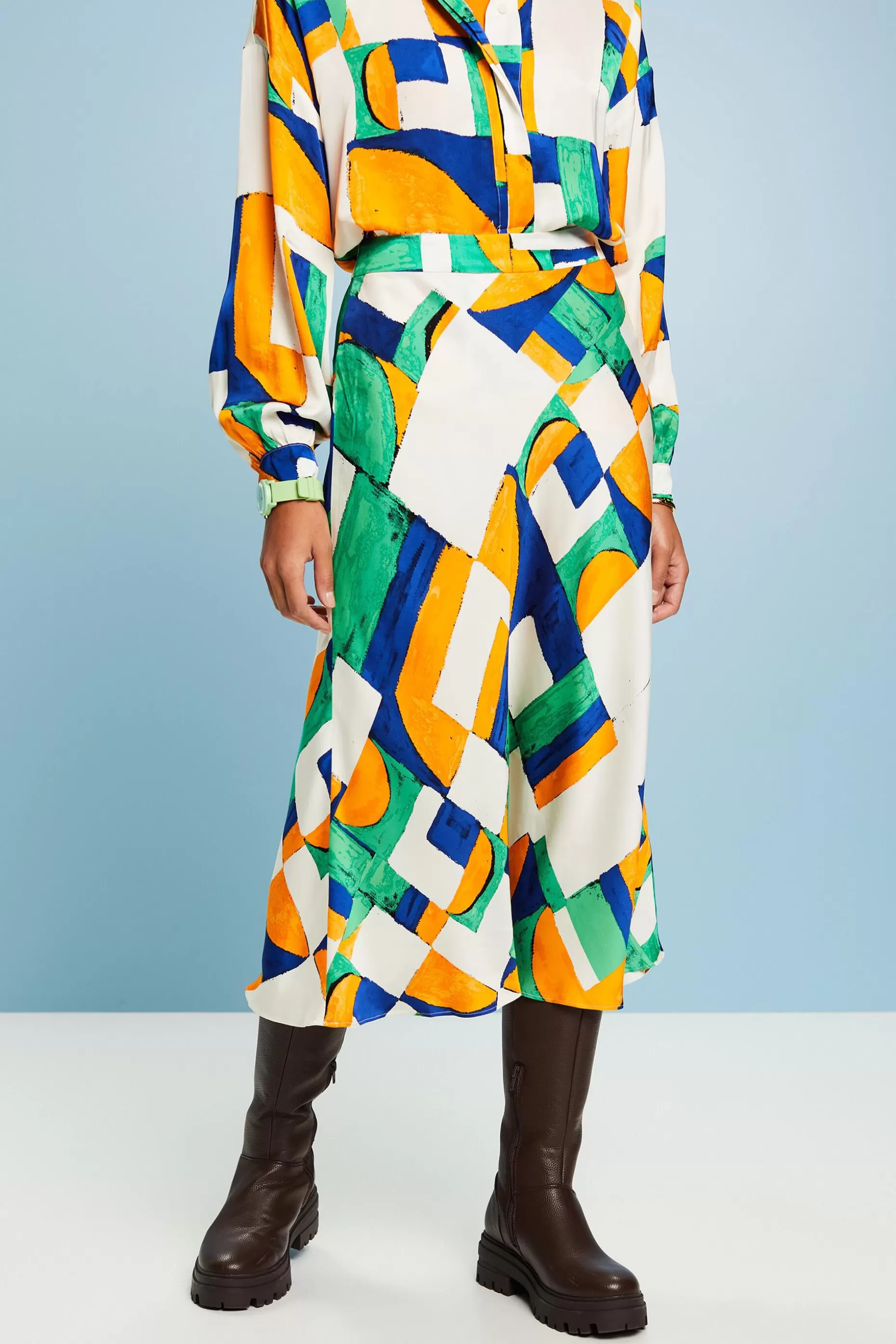 ESPRIT Patterned Satin Midi Skirt at our Online Shop *Women Skirts + Shorts