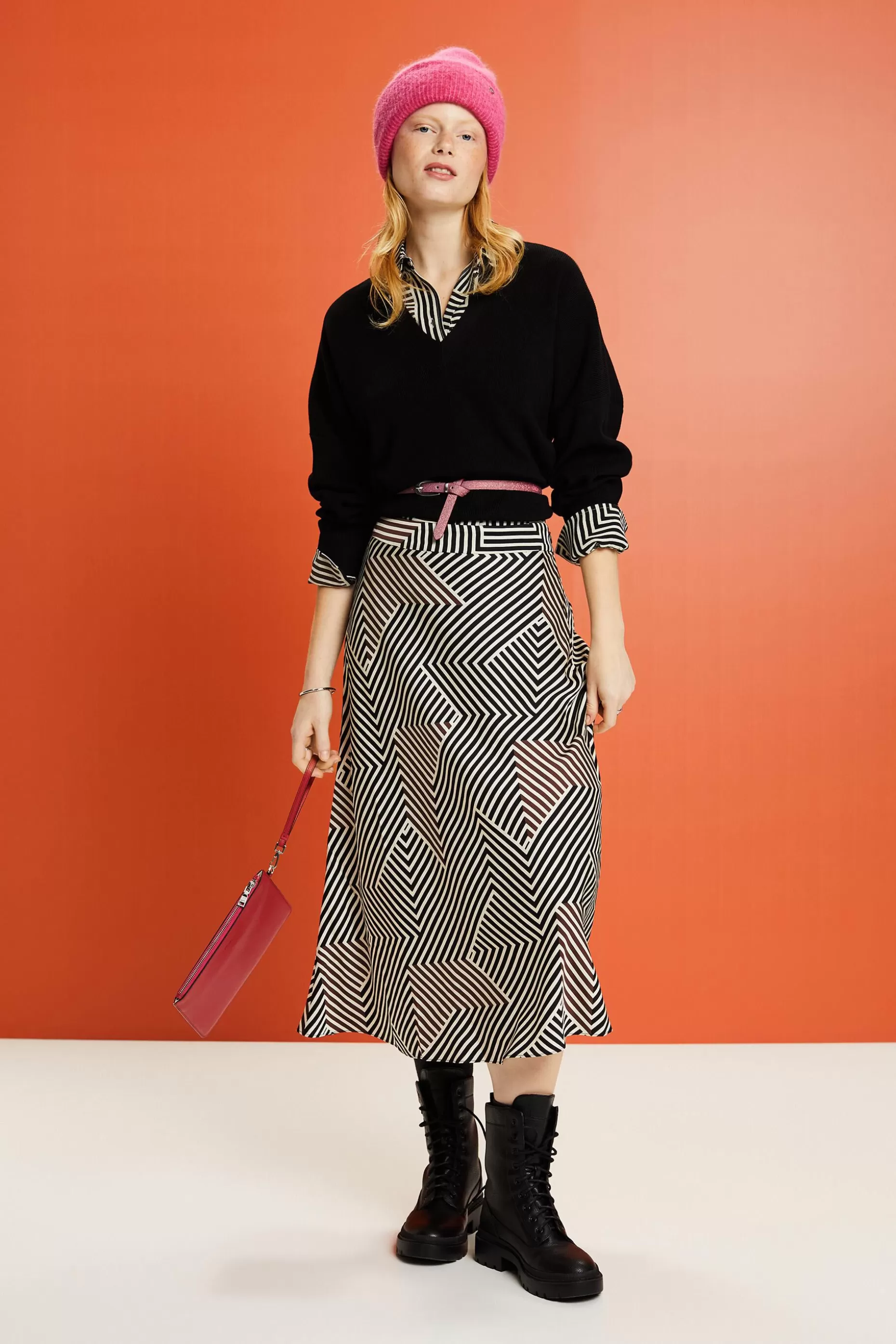 ESPRIT Patterned Satin Midi Skirt at our Online Shop *Women Skirts + Shorts