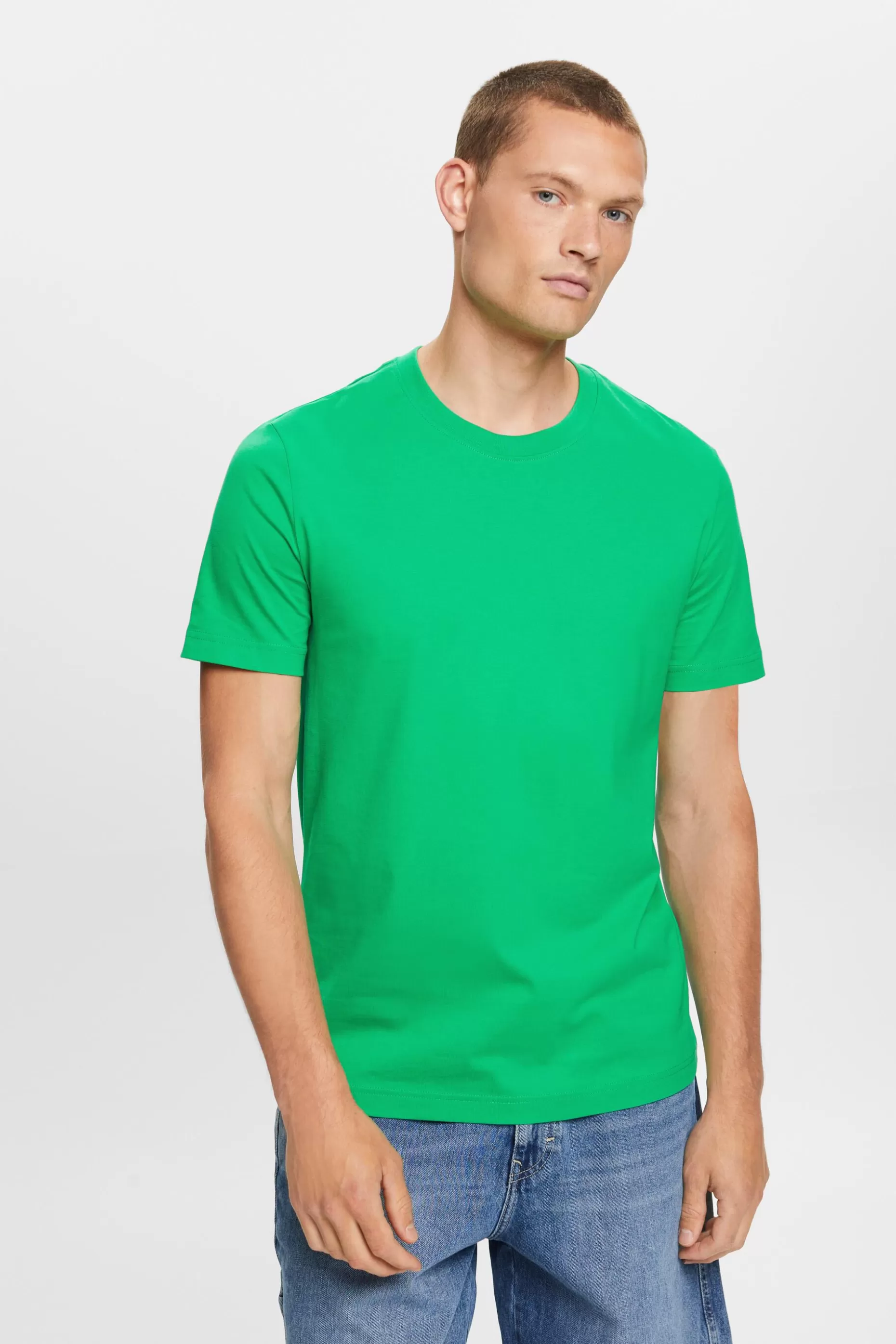 ESPRIT Pima Cotton-Jersey Crewneck T-Shirt at our Online Shop *Men T-Shirts + Polos