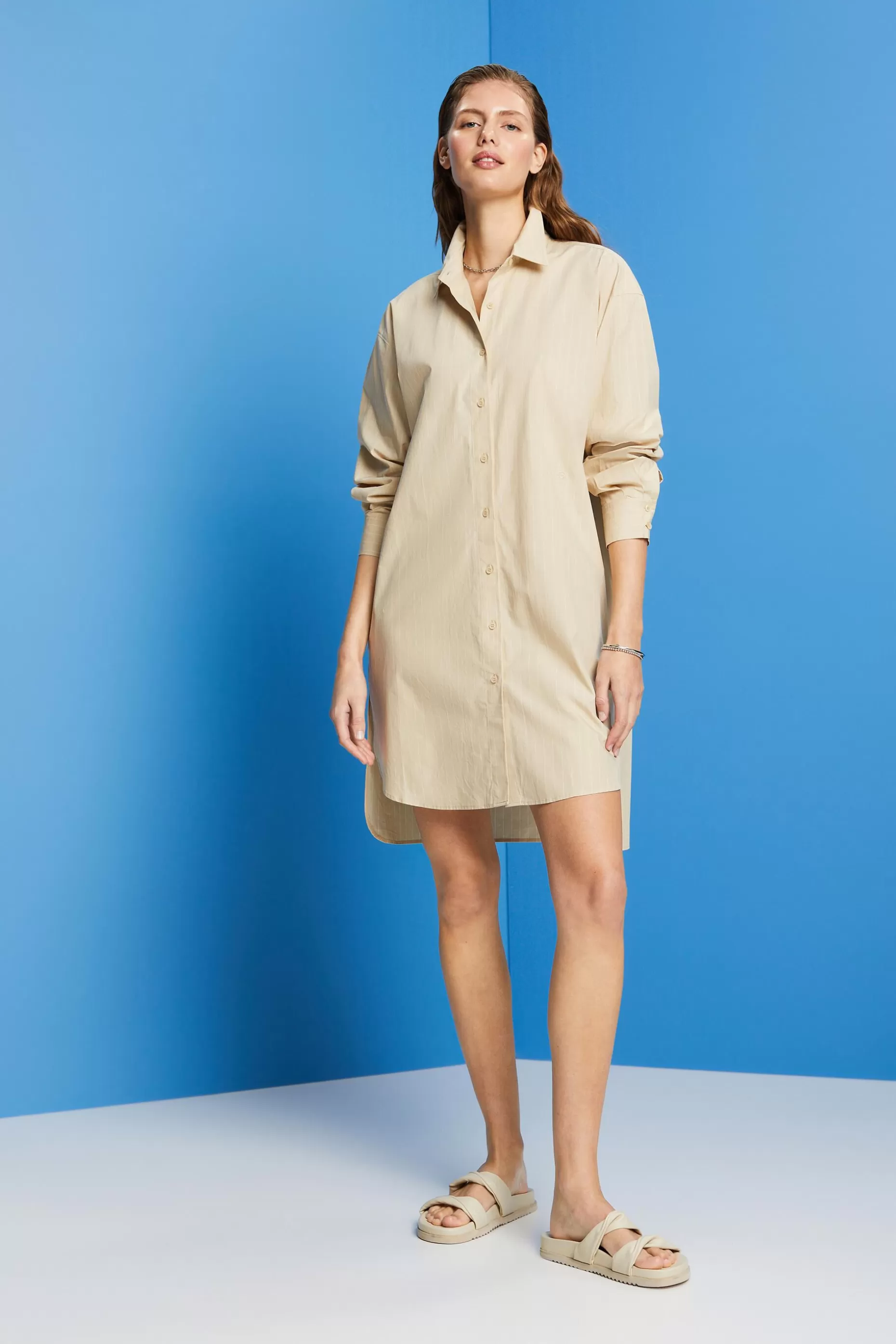 ESPRIT Pinstriped shirt dress, 100% cotton at our Online Shop *Women Dresses + Jumpsuits