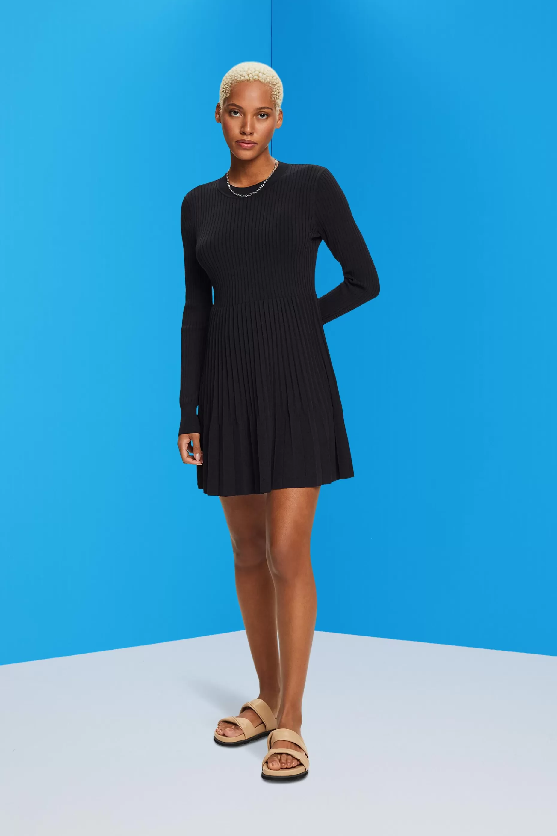 ESPRIT Pleated mini dress with long-sleeves & crewneck at our Online Shop * Sale Above $75+