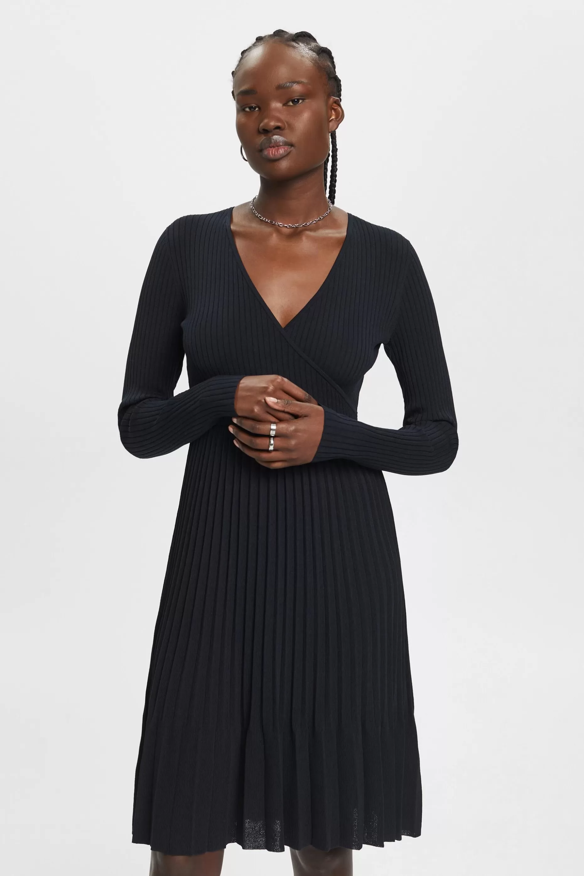 ESPRIT Pleated wrap dress with long-sleeves at our Online Shop * Sale Above $75+