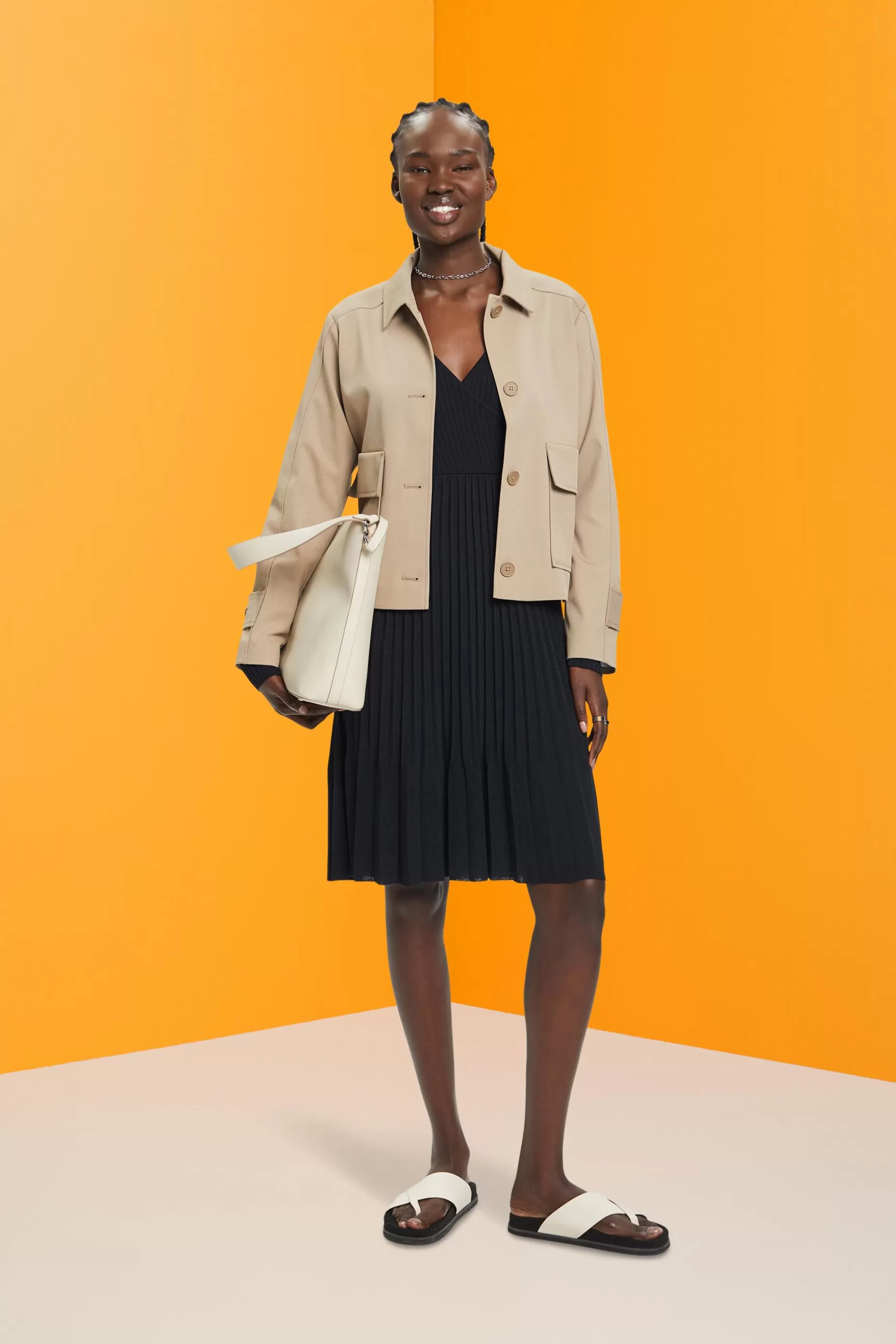 ESPRIT Pleated wrap dress with long-sleeves at our Online Shop * Sale Above $75+