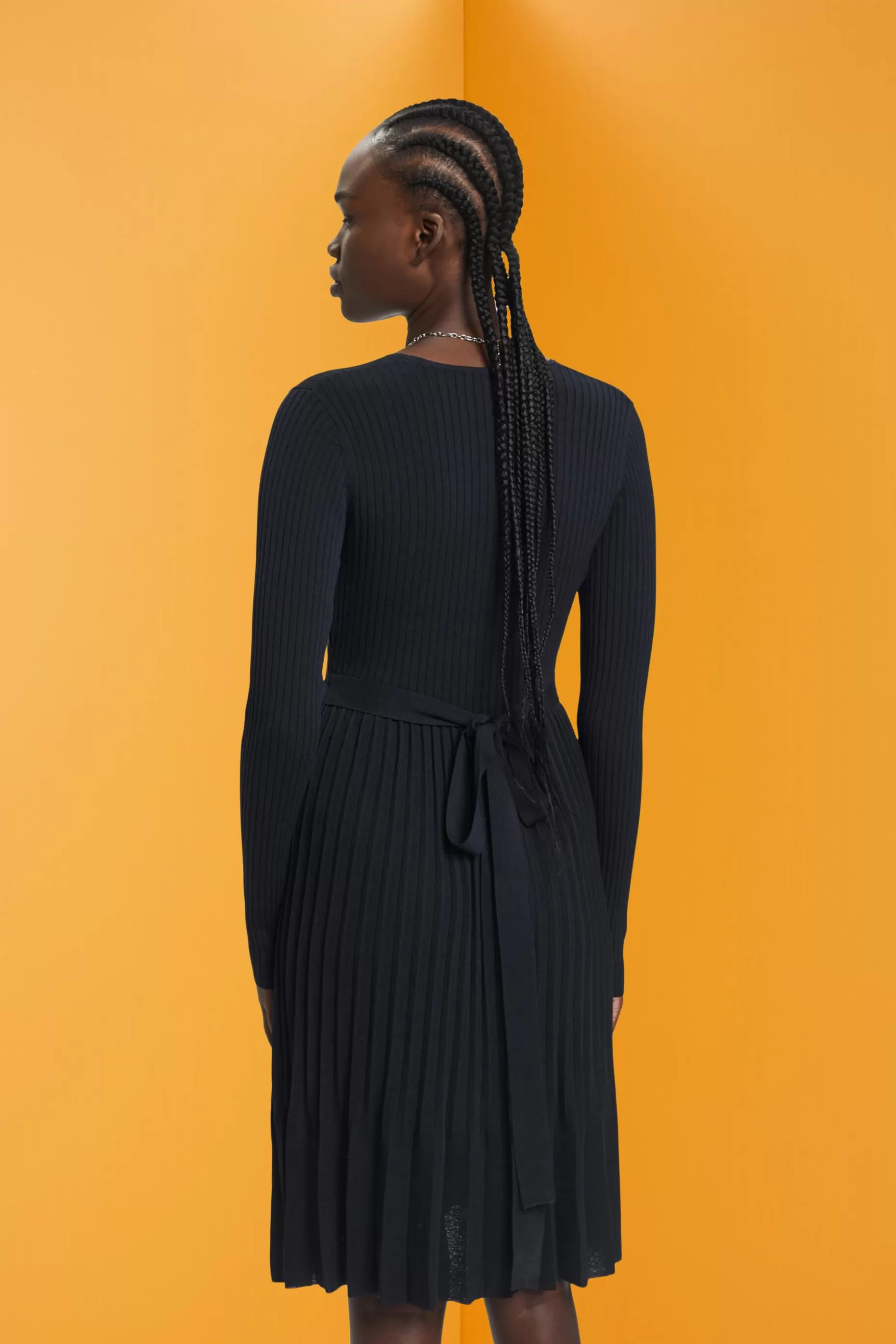 ESPRIT Pleated wrap dress with long-sleeves at our Online Shop * Sale Above $75+