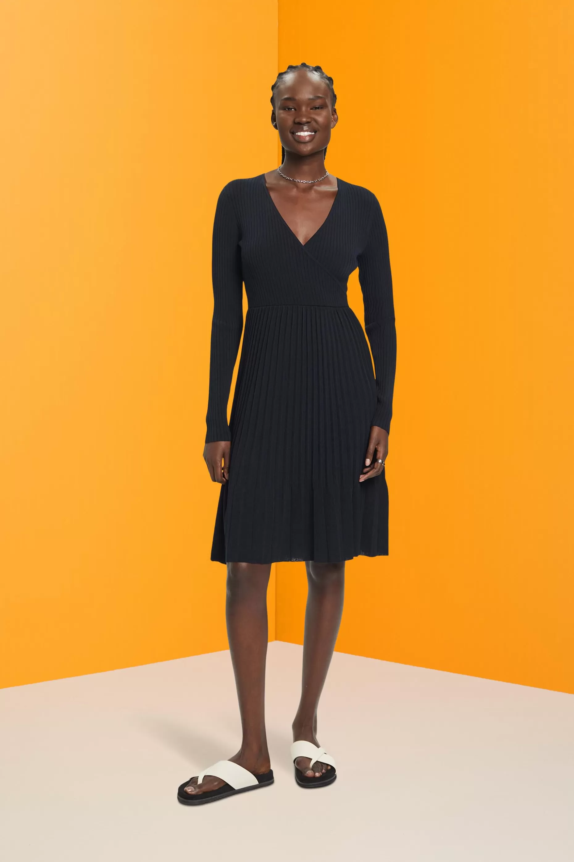 ESPRIT Pleated wrap dress with long-sleeves at our Online Shop * Sale Above $75+