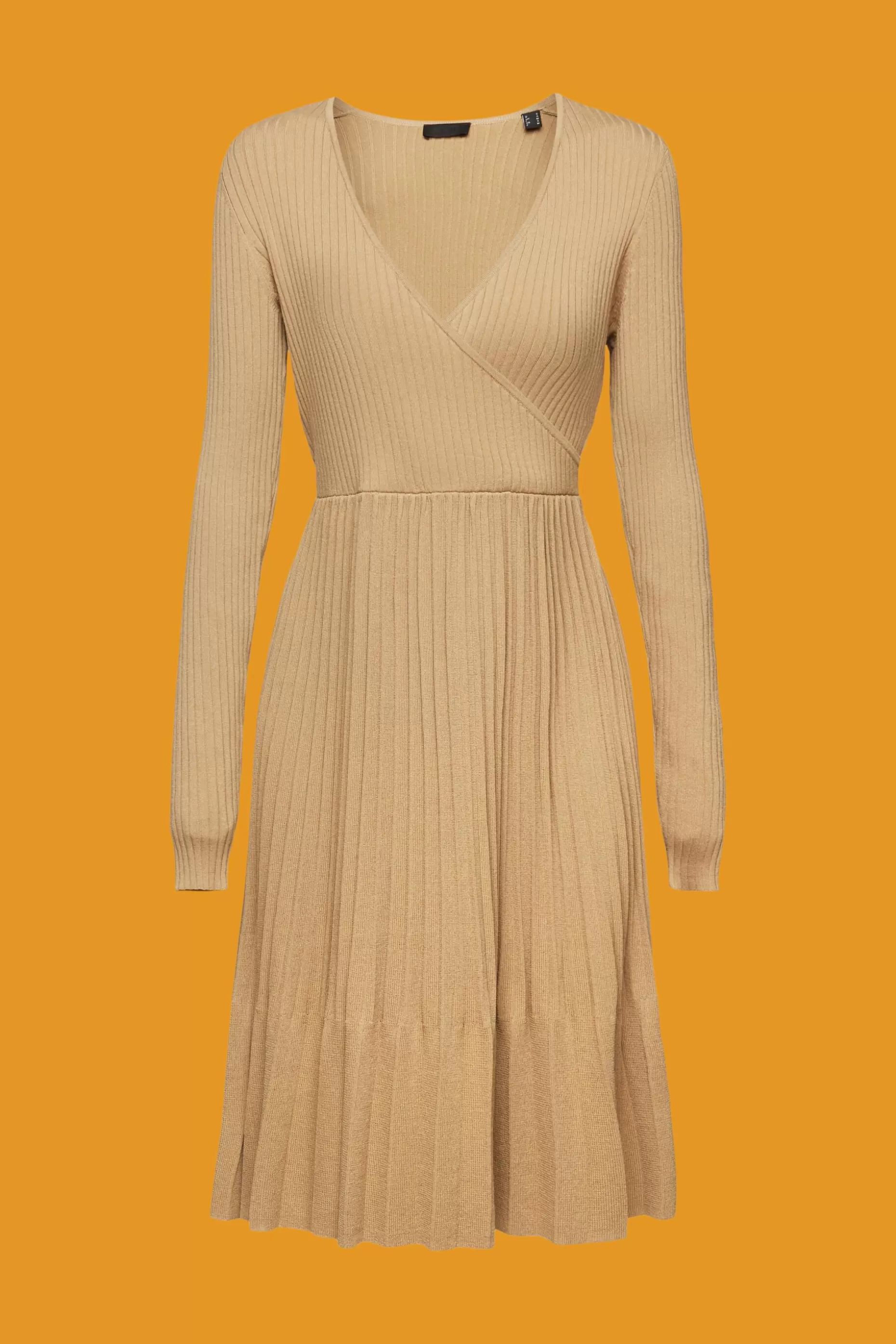 ESPRIT Pleated wrap dress with long-sleeves at our Online Shop *Women Dresses + Jumpsuits