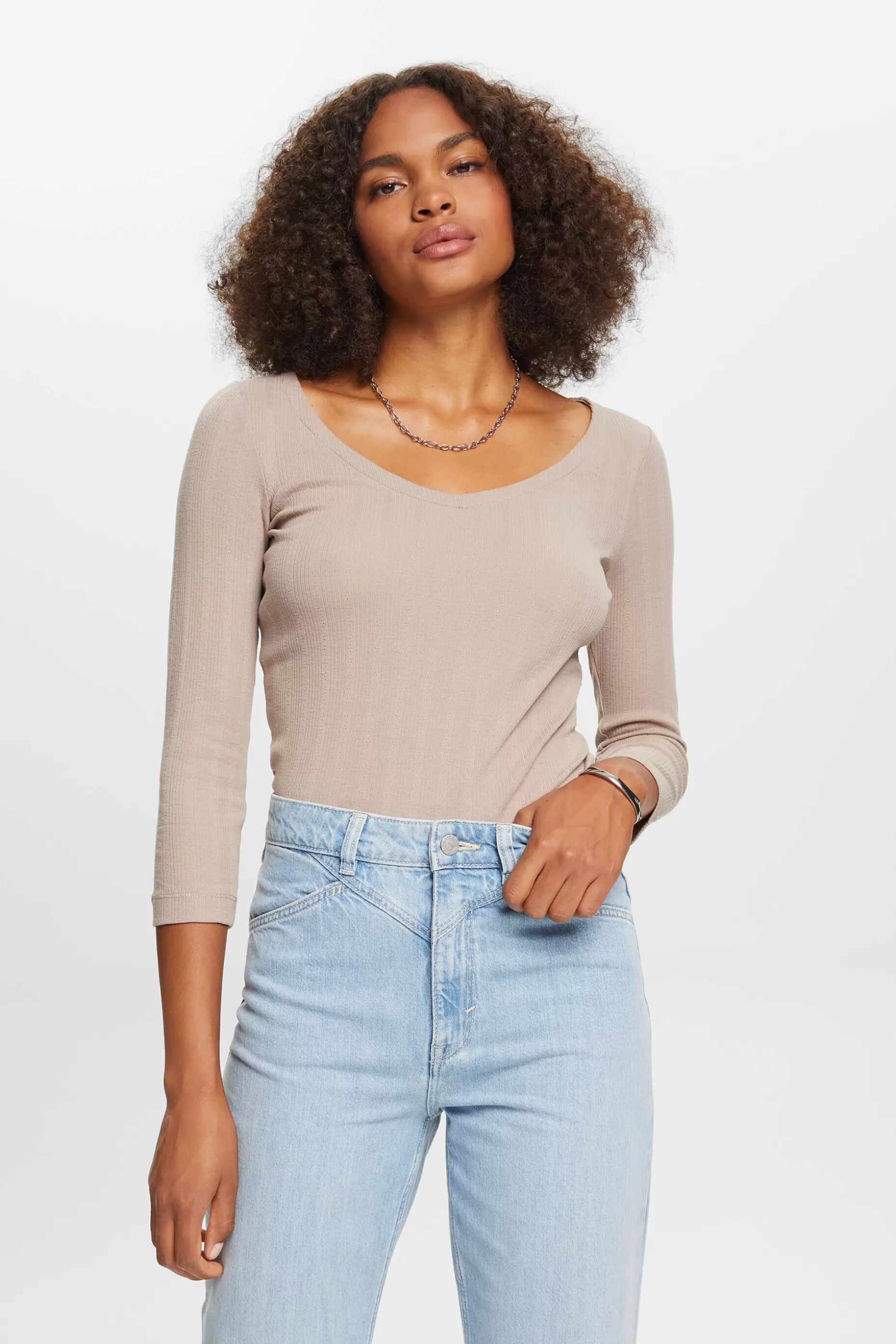 ESPRIT Pointelle long-sleeve top at our Online Shop *Women T-Shirts + Tops