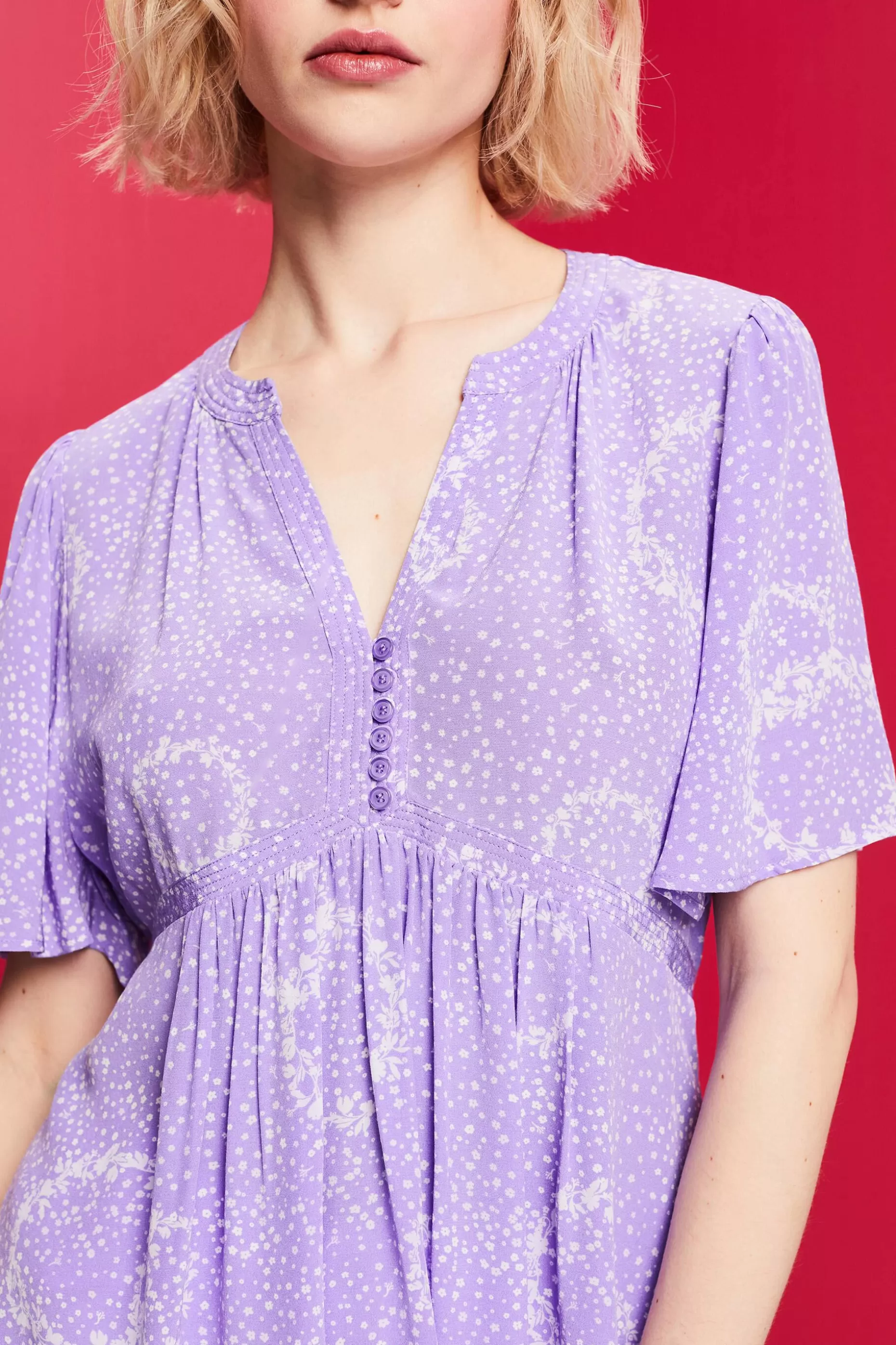 ESPRIT Printed Gathered Tie Back Blouse at our Online Shop *Women Tops