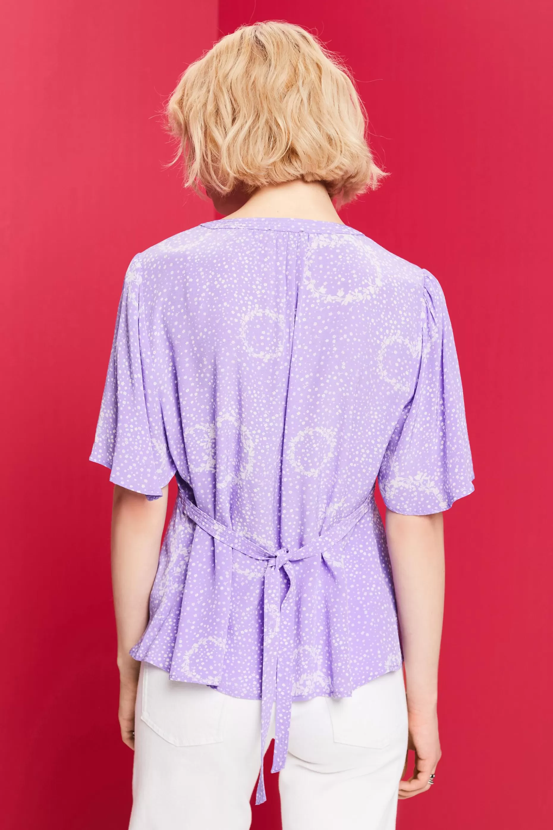 ESPRIT Printed Gathered Tie Back Blouse at our Online Shop *Women Shirts + Blouses