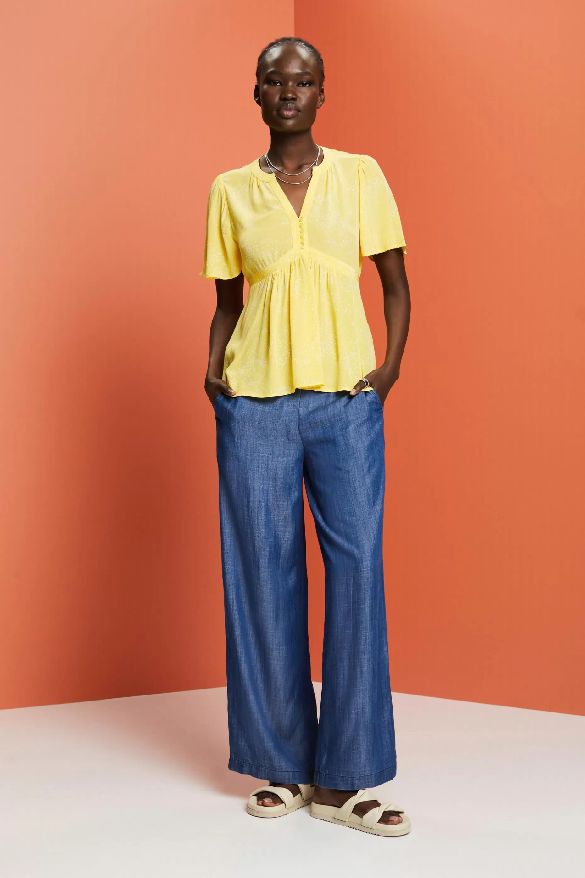 ESPRIT Printed Gathered Tie Back Blouse at our Online Shop *Women Shirts + Blouses