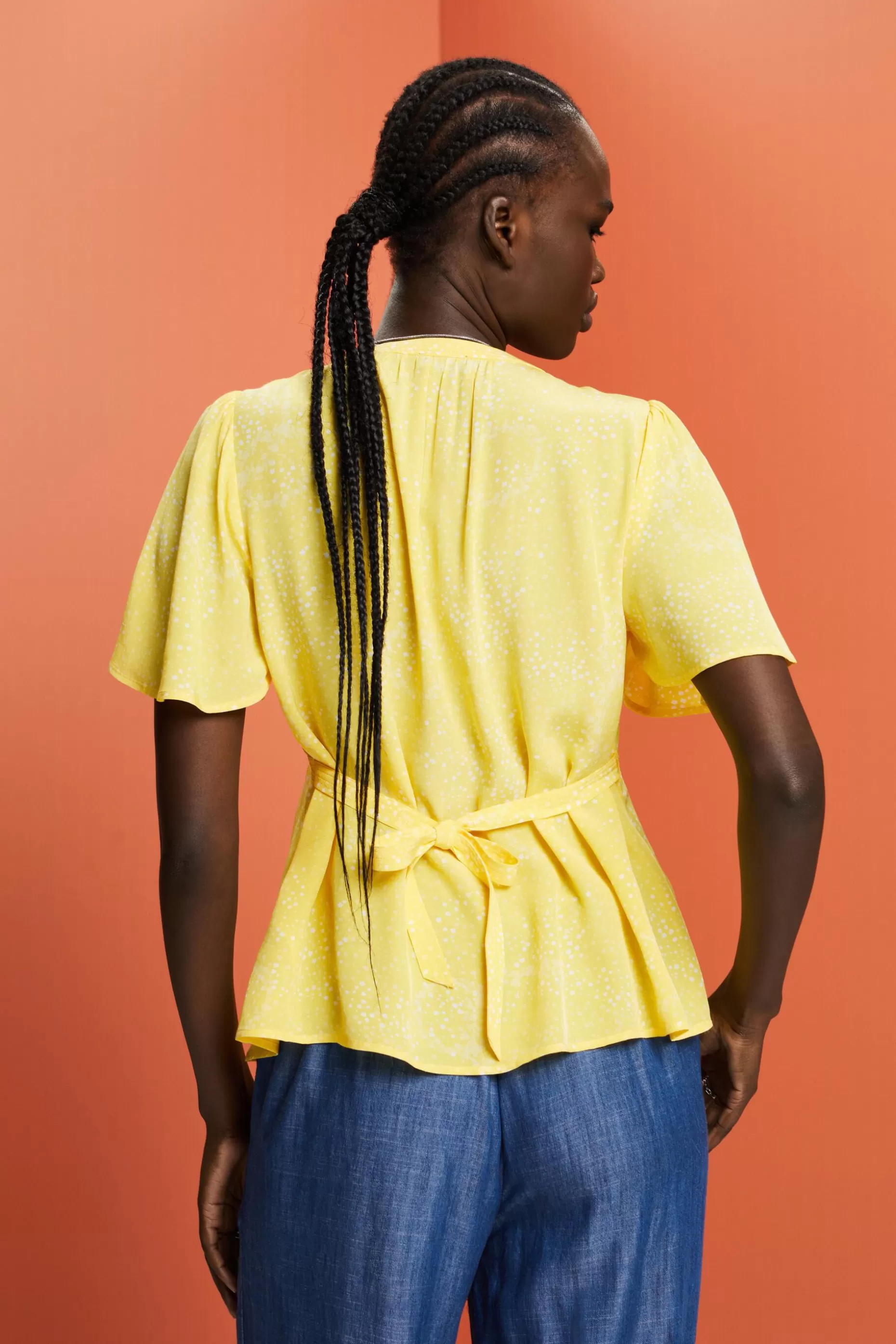 ESPRIT Printed Gathered Tie Back Blouse at our Online Shop *Women Shirts + Blouses