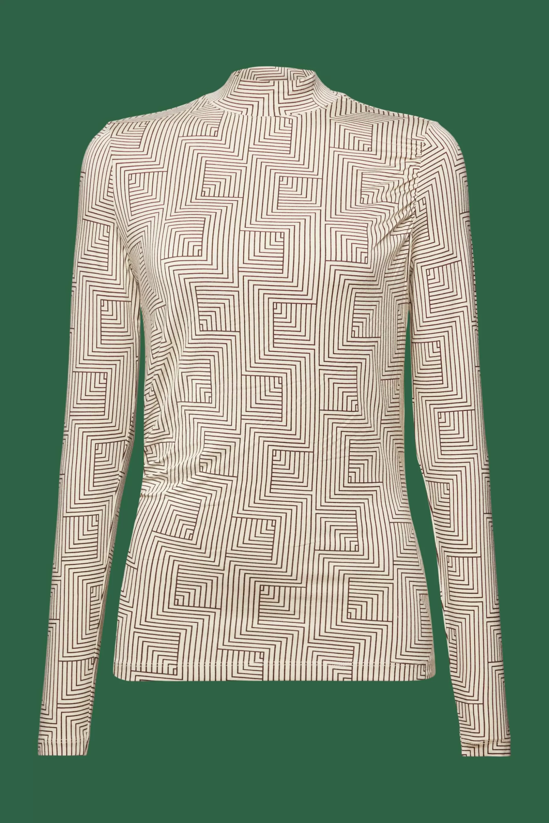 ESPRIT Printed Jersey Mock Neck Longsleeve Top at our Online Shop *Women T-Shirts + Tops