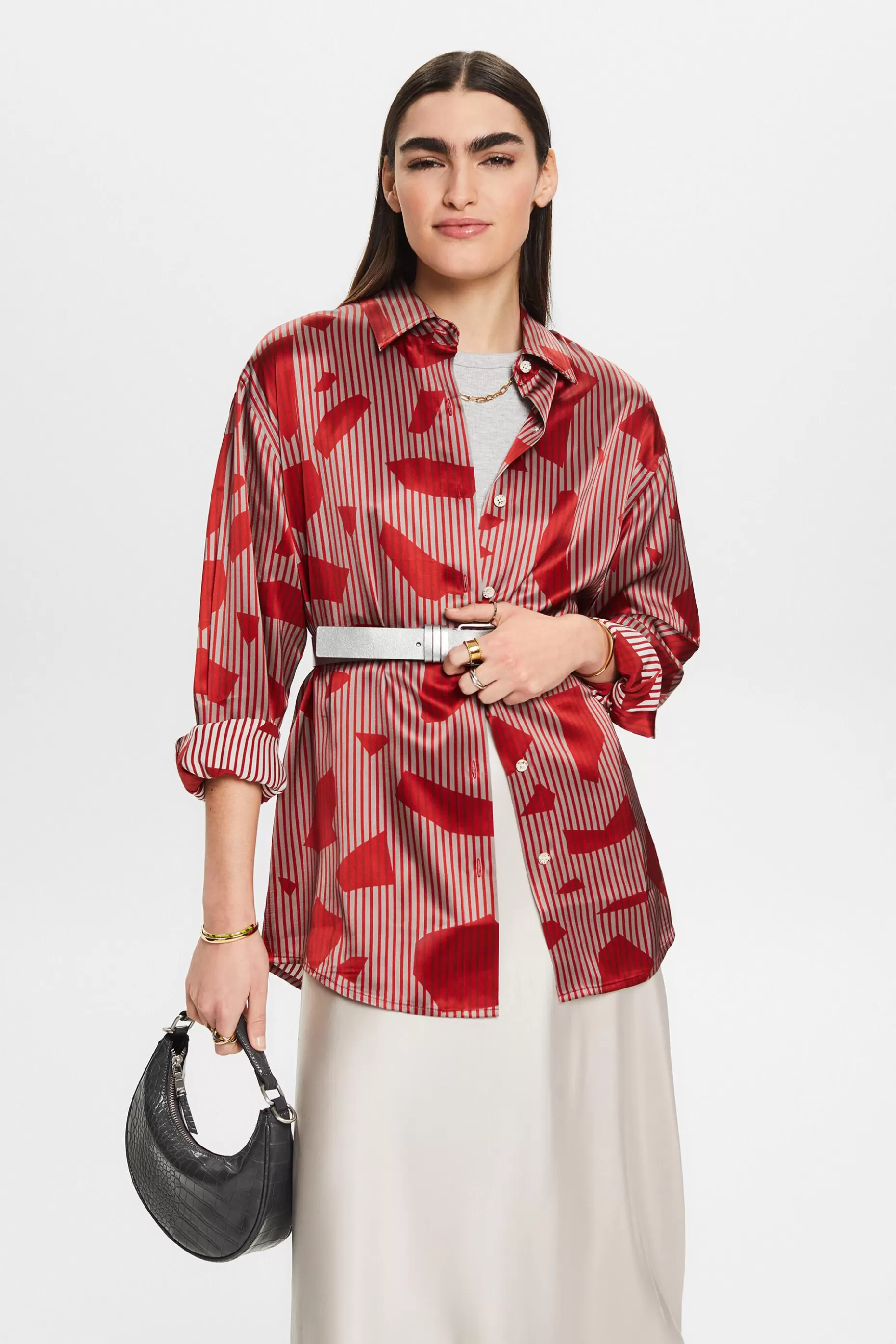 ESPRIT Printed Silk Button-Down Shirt at our Online Shop *Women Shirts + Blouses