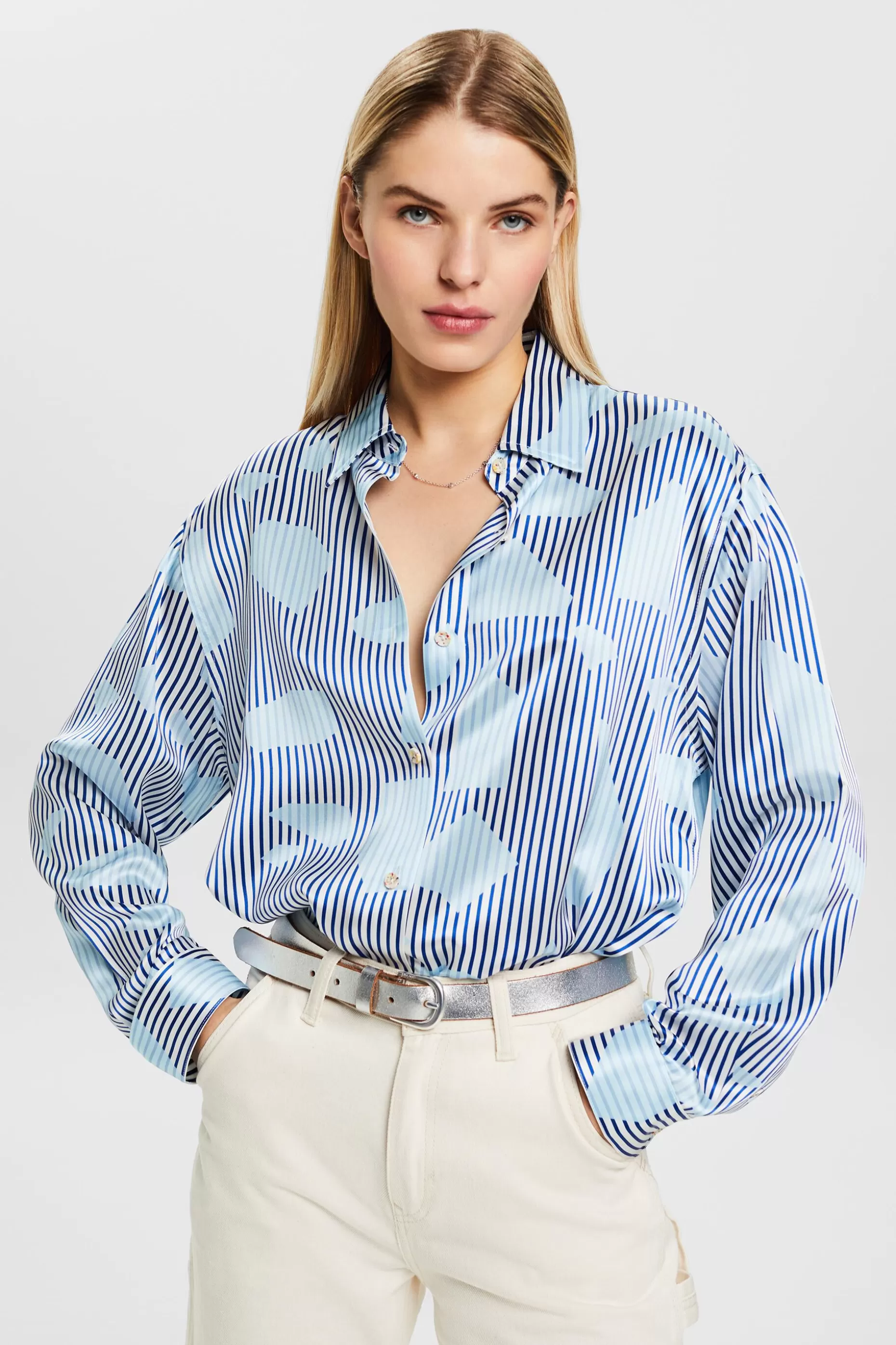 ESPRIT Printed Silk Button-Down Shirt at our Online Shop *Women Shirts + Blouses