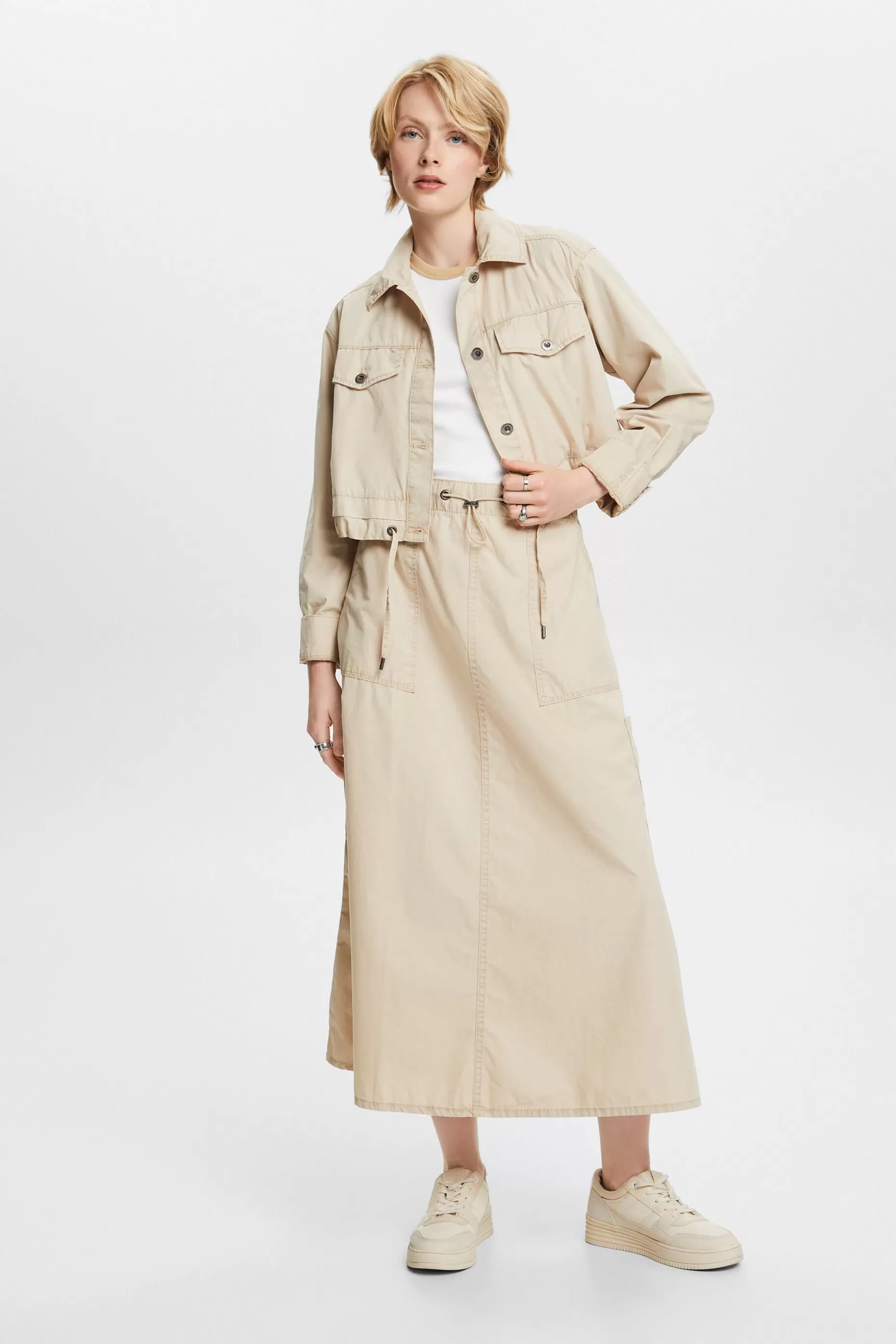 ESPRIT Pull-on cargo skirt, 100% cotton at our Online Shop *Women Skirts + Shorts