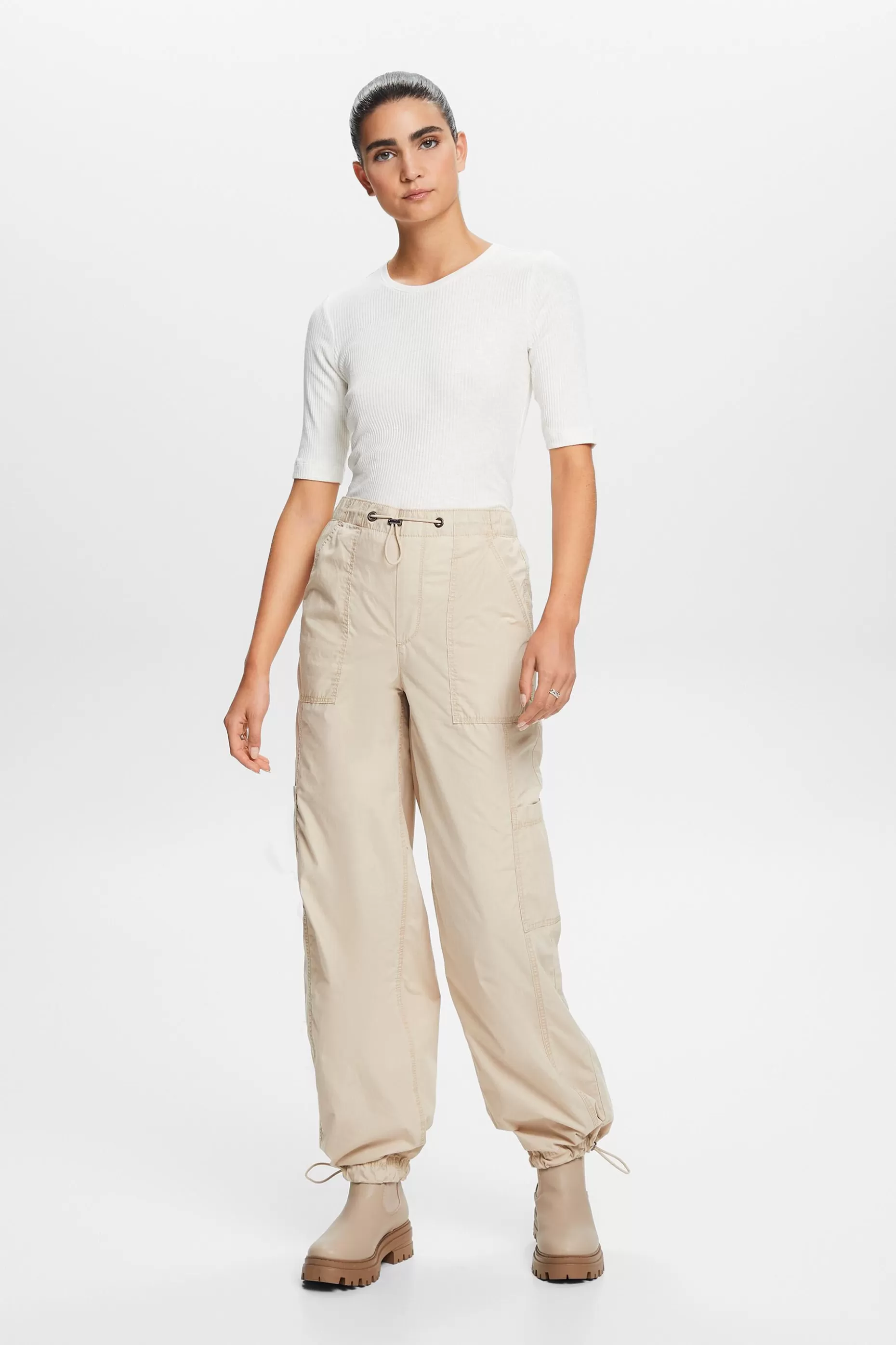 ESPRIT Pull-on cargo trousers, 100% cotton at our Online Shop *Women Pants + Joggers