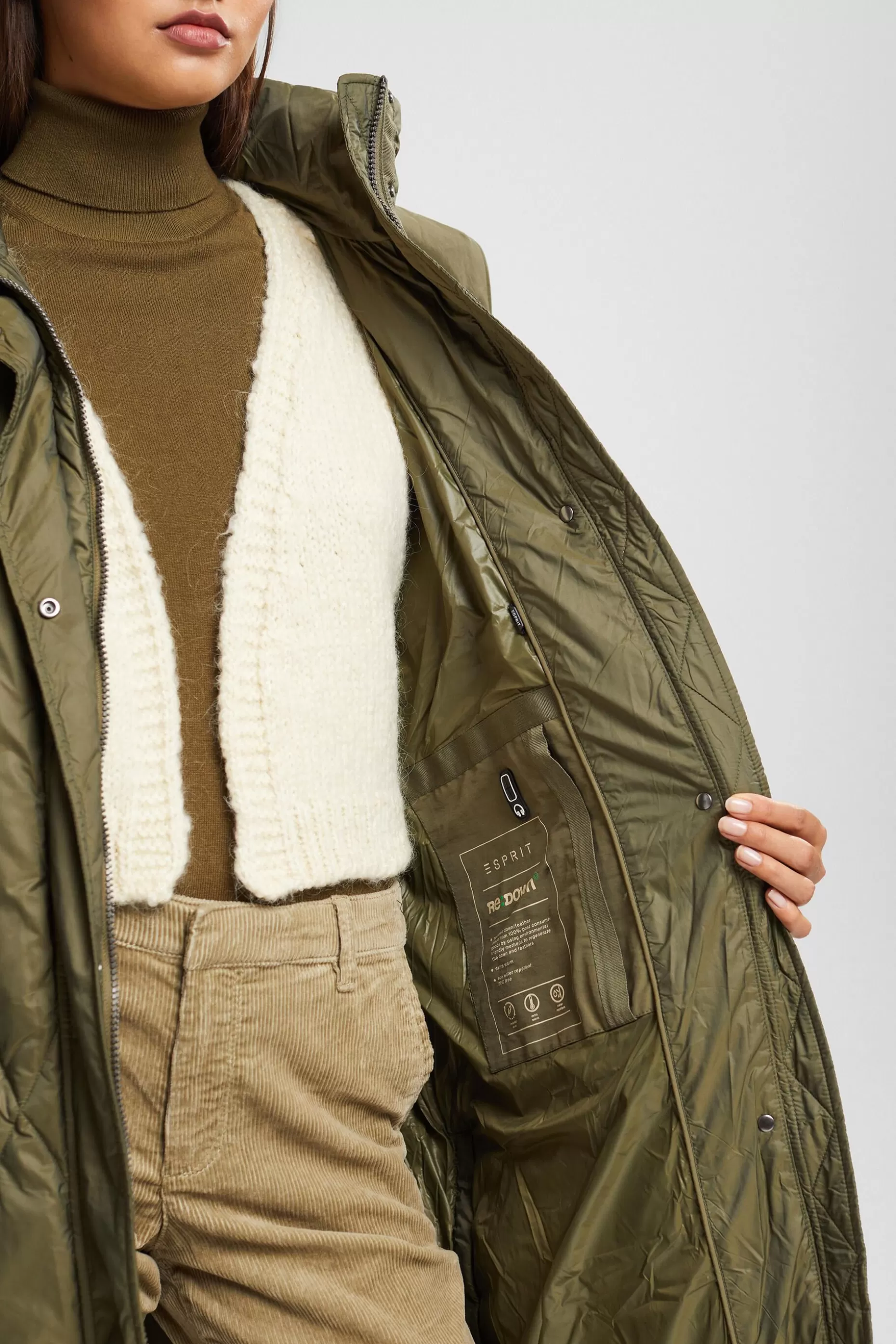 ESPRIT Quilted down coat with detachable hood at our Online Shop *Women Jackets + Coats
