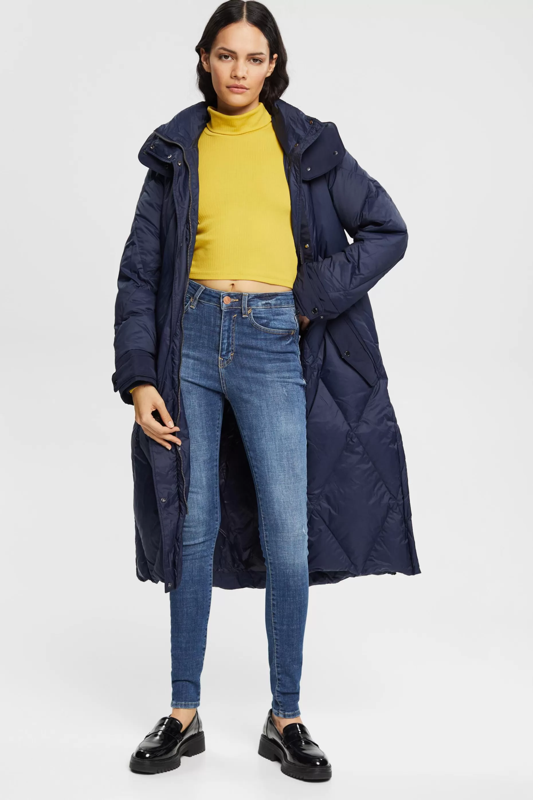 ESPRIT Quilted down coat with detachable hood at our Online Shop *Women Jackets + Coats