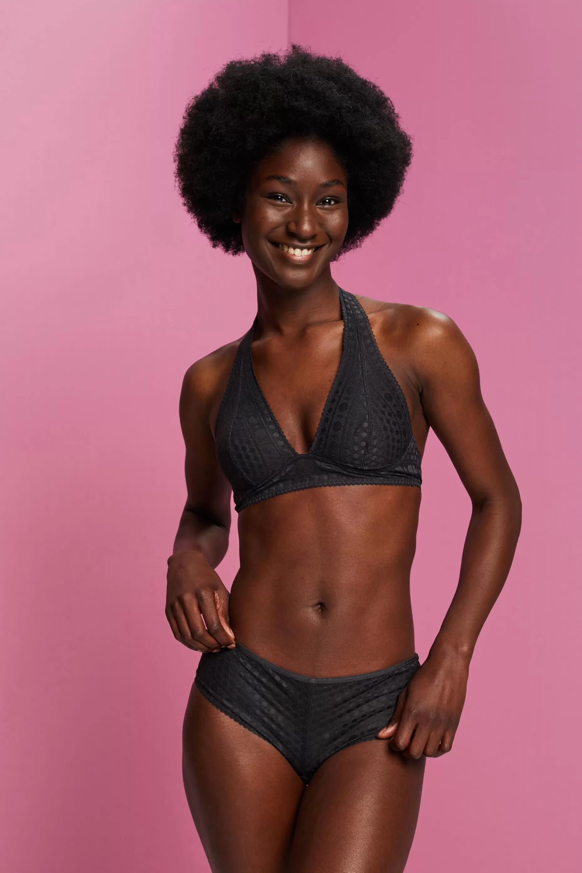 ESPRIT Recycled: halterneck soft bra with lace at our Online Shop * Sale Under $30