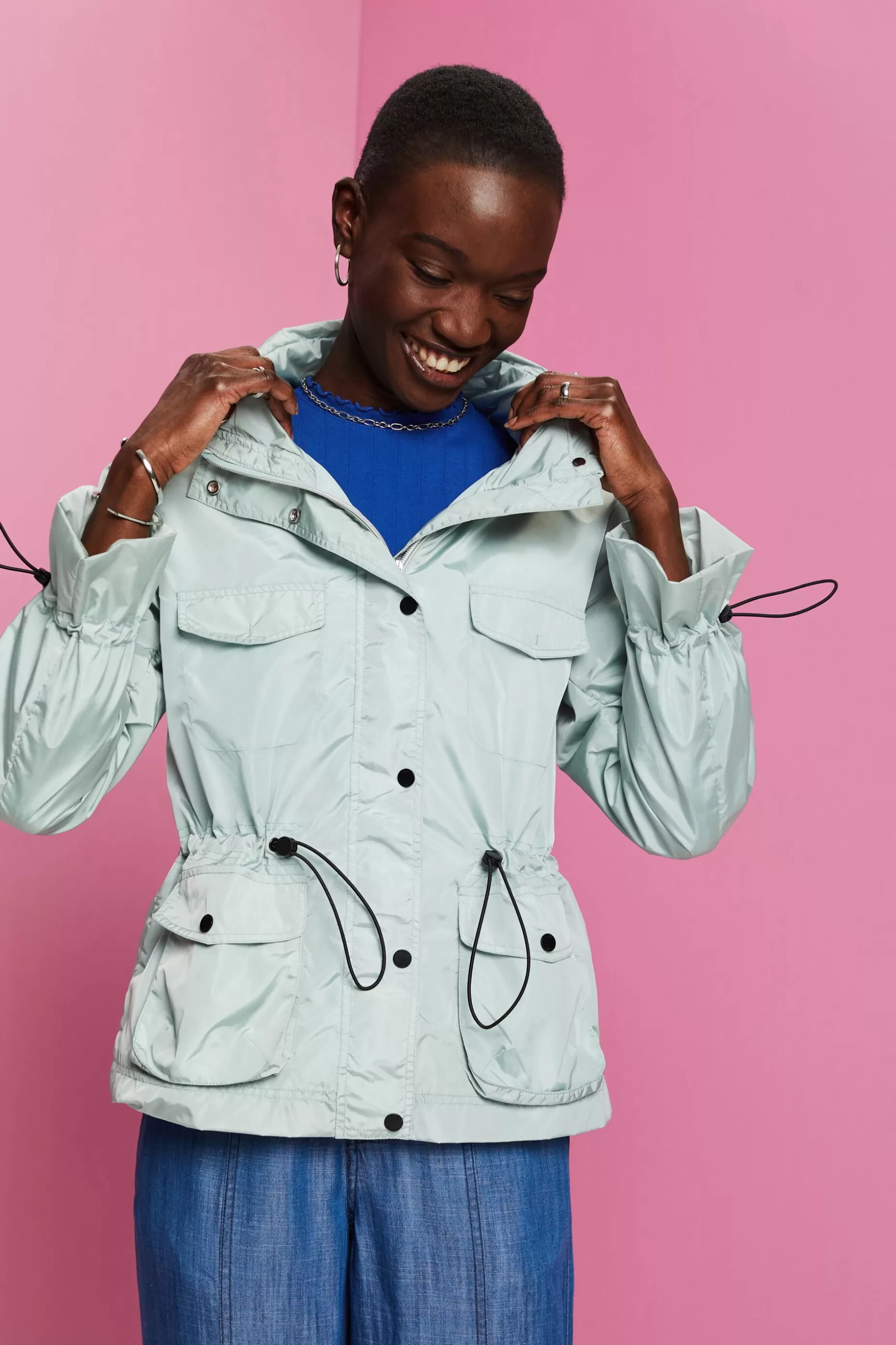 ESPRIT Recycled: rain jacket with a hood at our Online Shop *Women Jackets + Coats