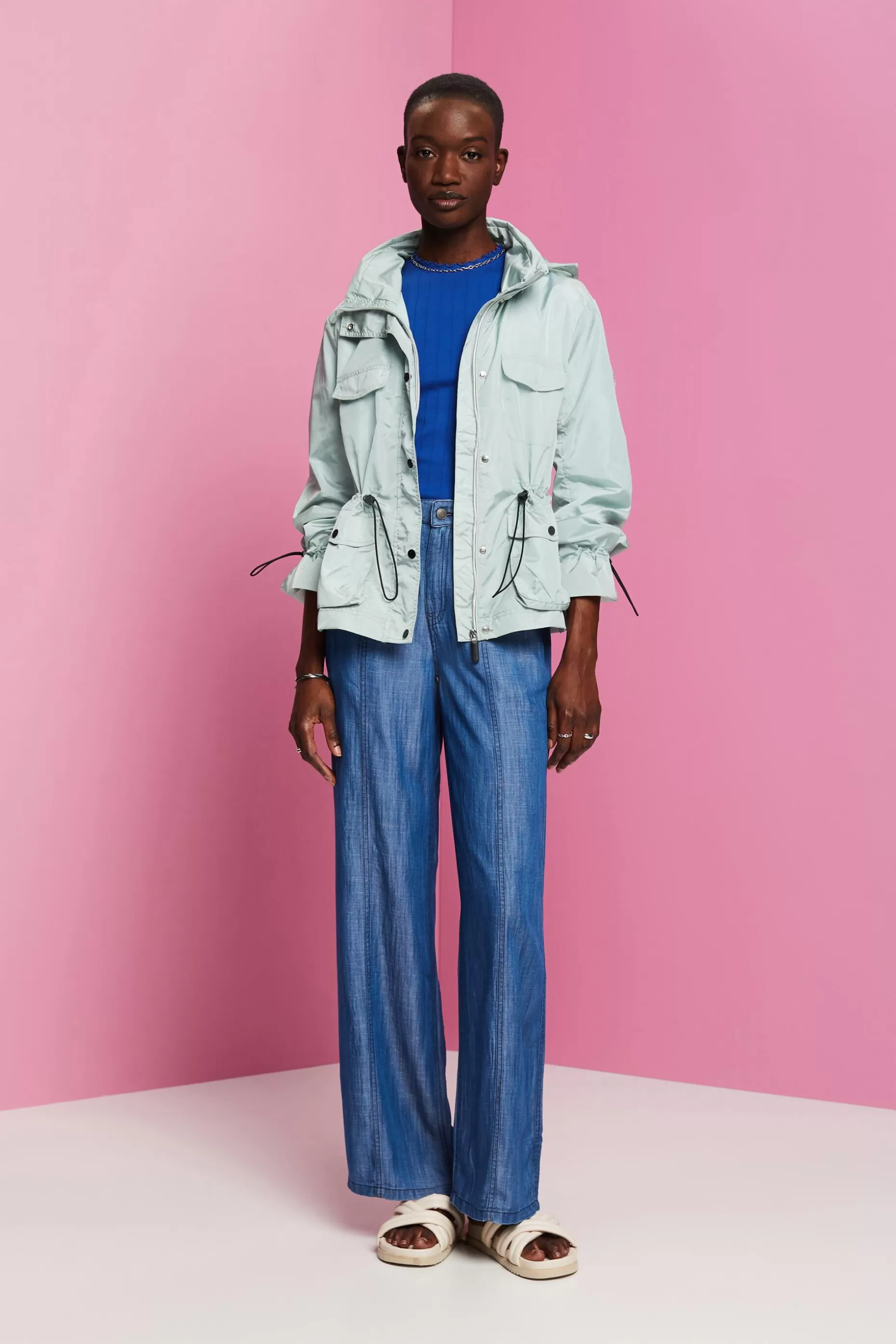 ESPRIT Recycled: rain jacket with a hood at our Online Shop *Women Jackets + Coats