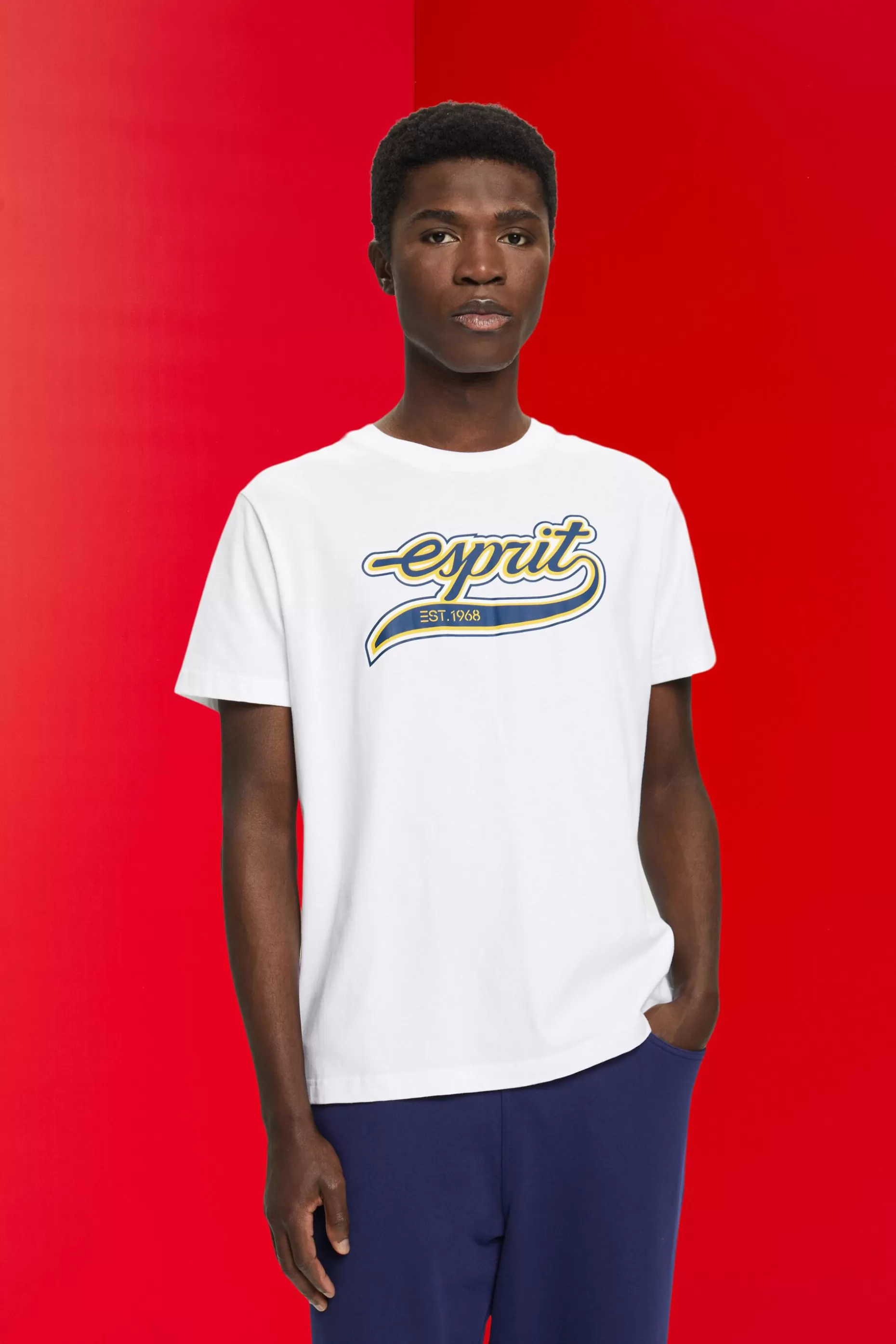 ESPRIT Retro Logo Cotton T-Shirt at our Online Shop *Men T-Shirts + Polos