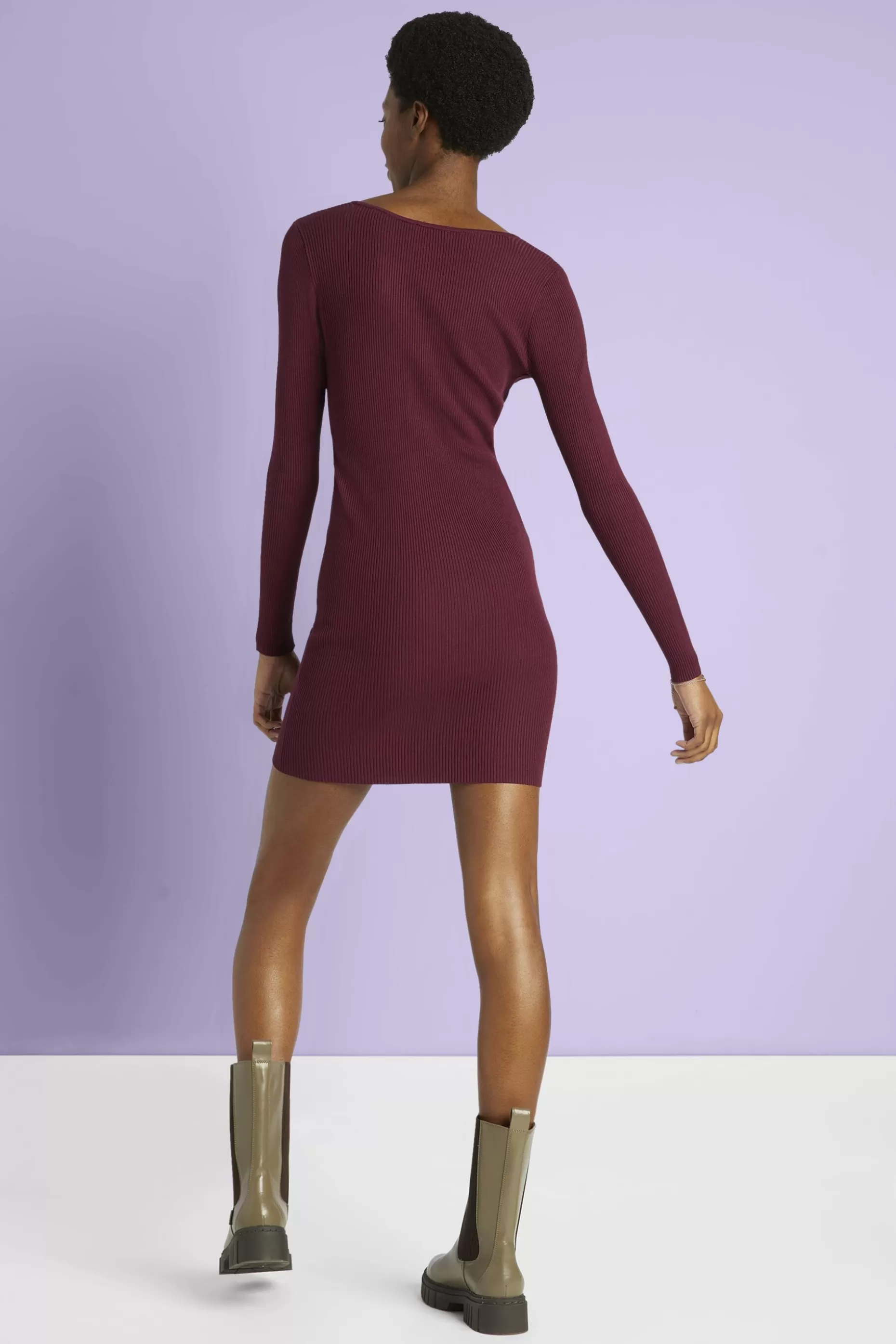 ESPRIT Rib Knit V-Neck Mini Dress at our Online Shop *Women Dresses + Jumpsuits