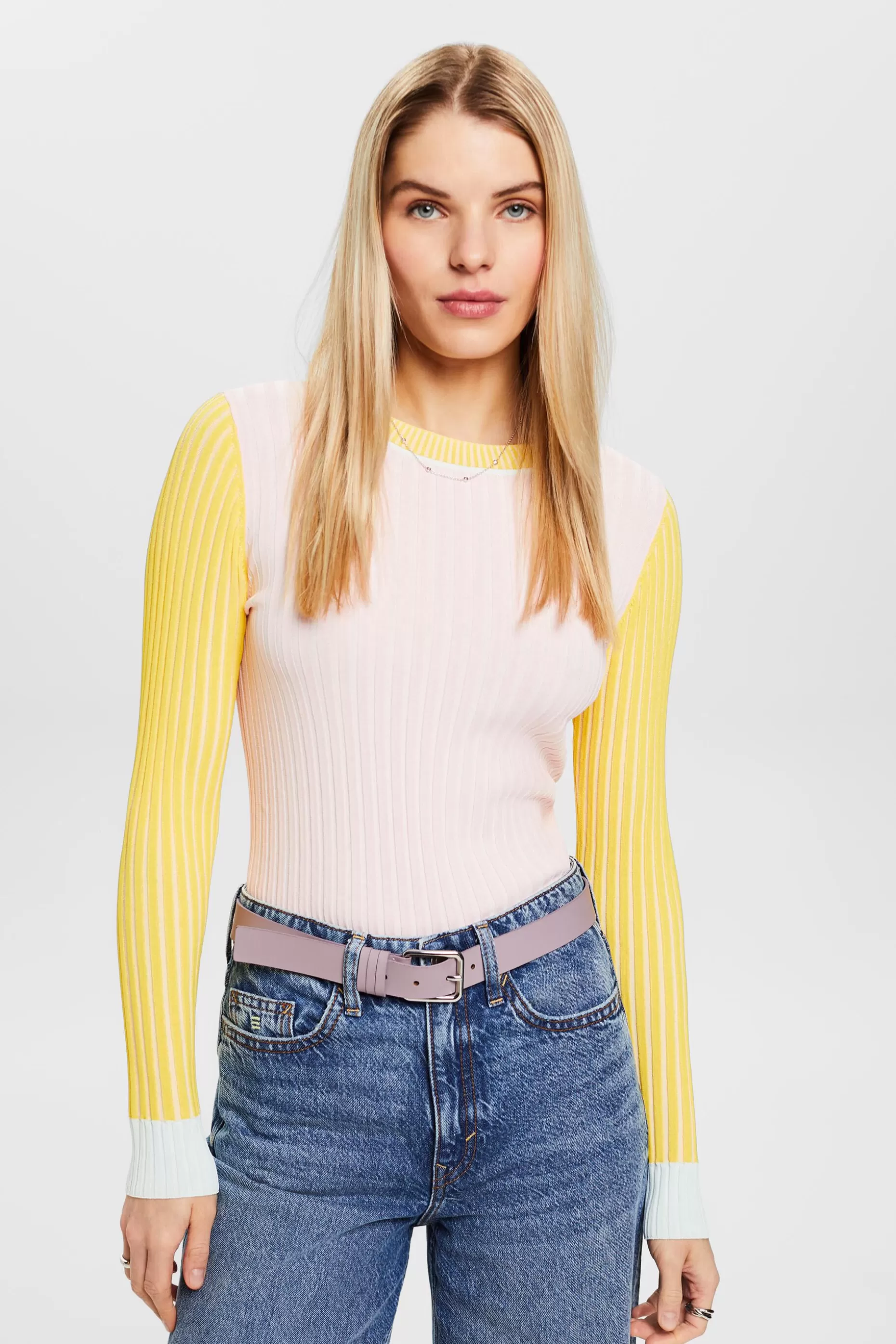 ESPRIT Ribbed Color-Block Sweater at our Online Shop *Women The Pastel Edit