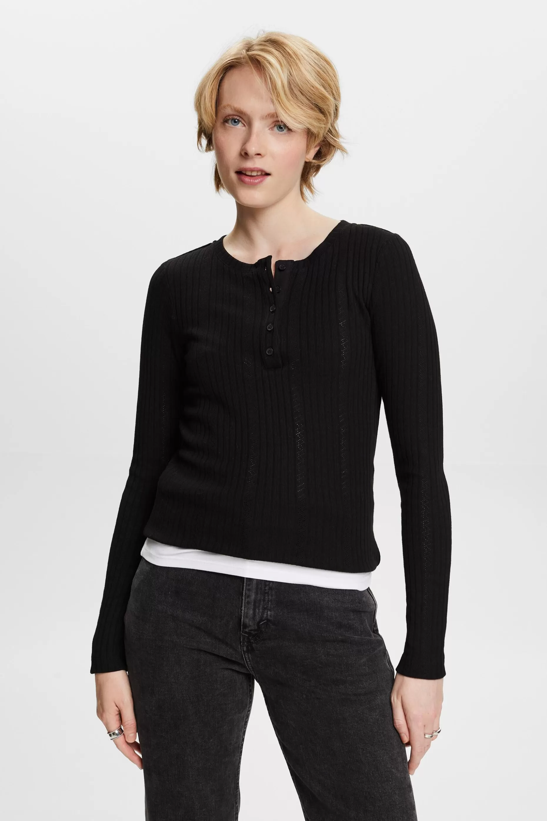 ESPRIT Ribbed Cotton-Blend Shirt at our Online Shop * Sale Under $30